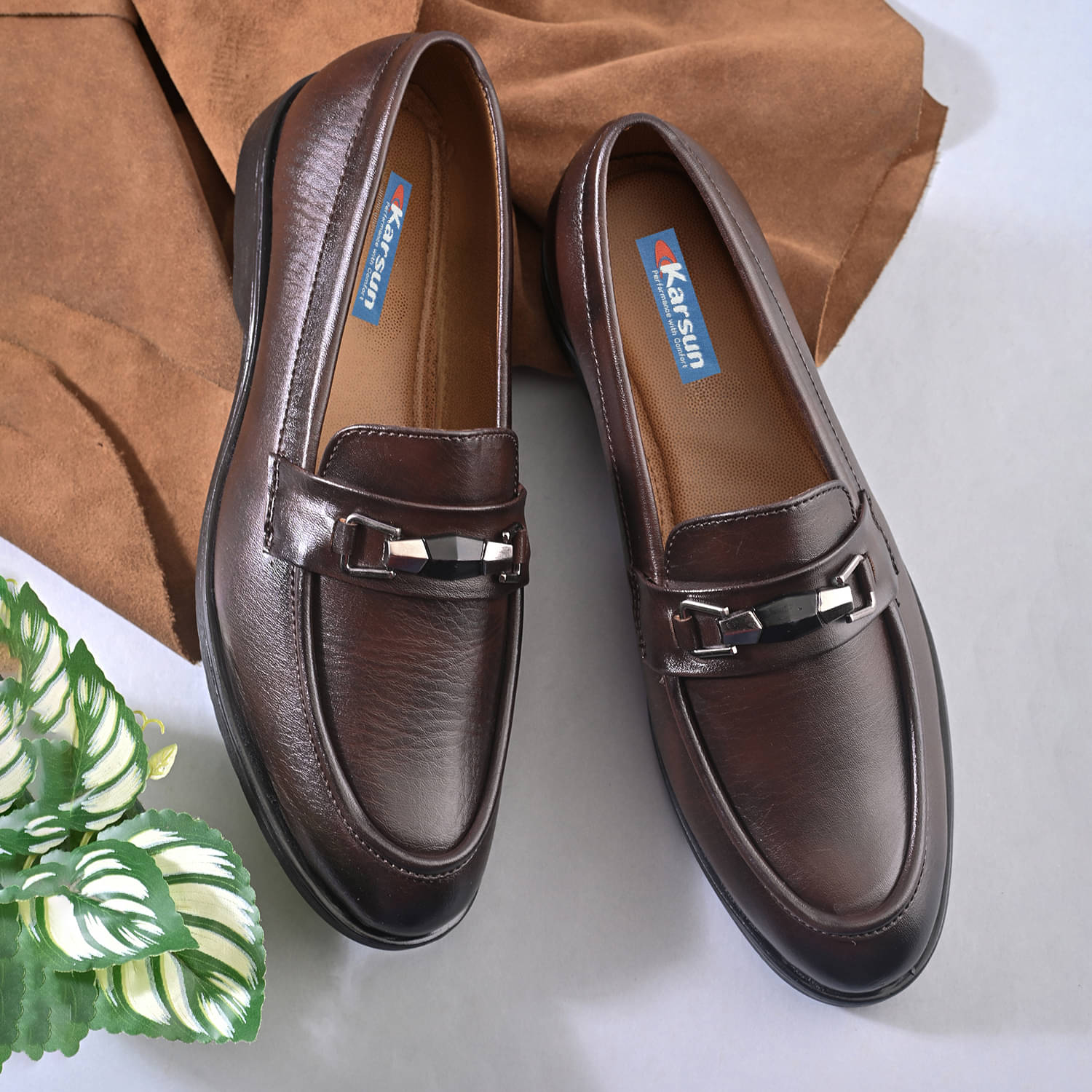     			Karsun Brown Men's Slip On Formal Shoes