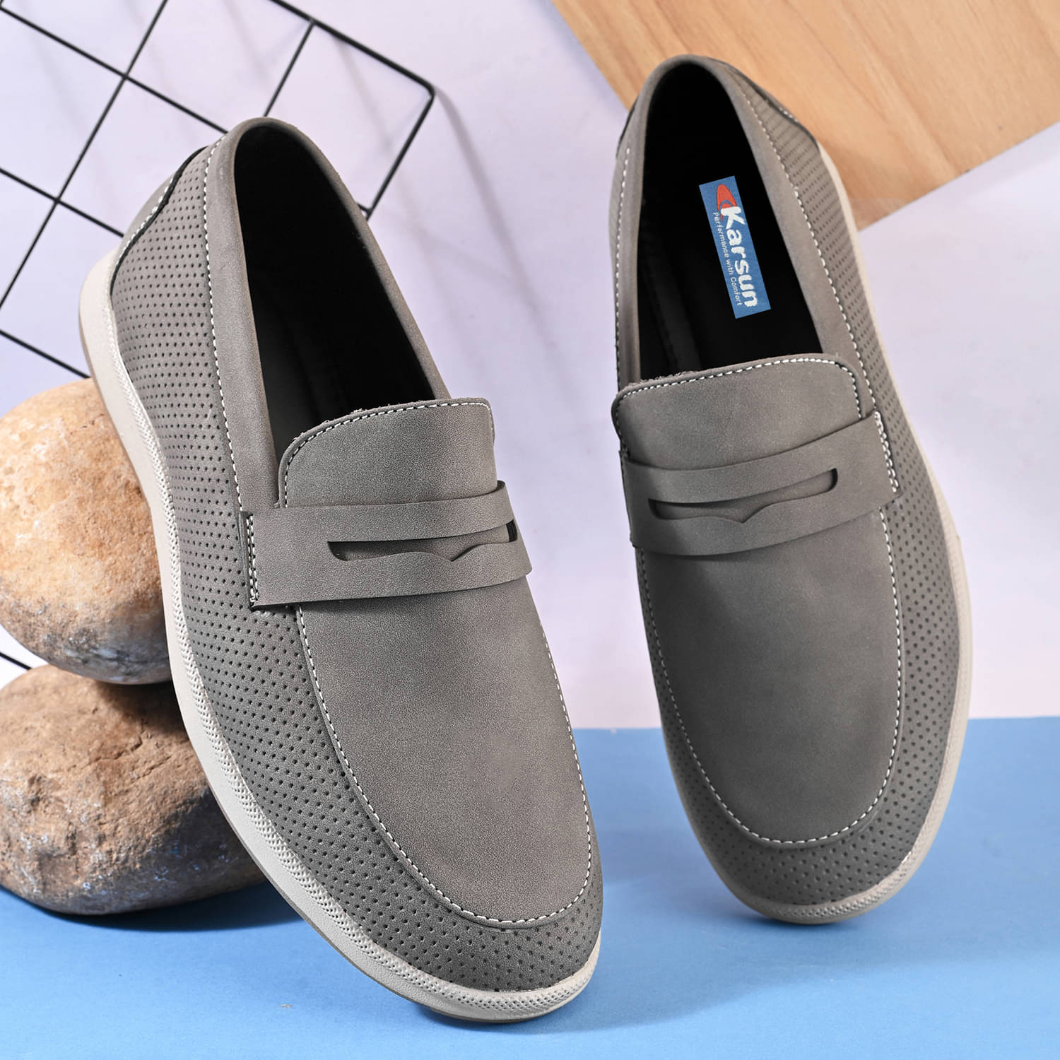     			Karsun Gray Men's Slip on Shoes