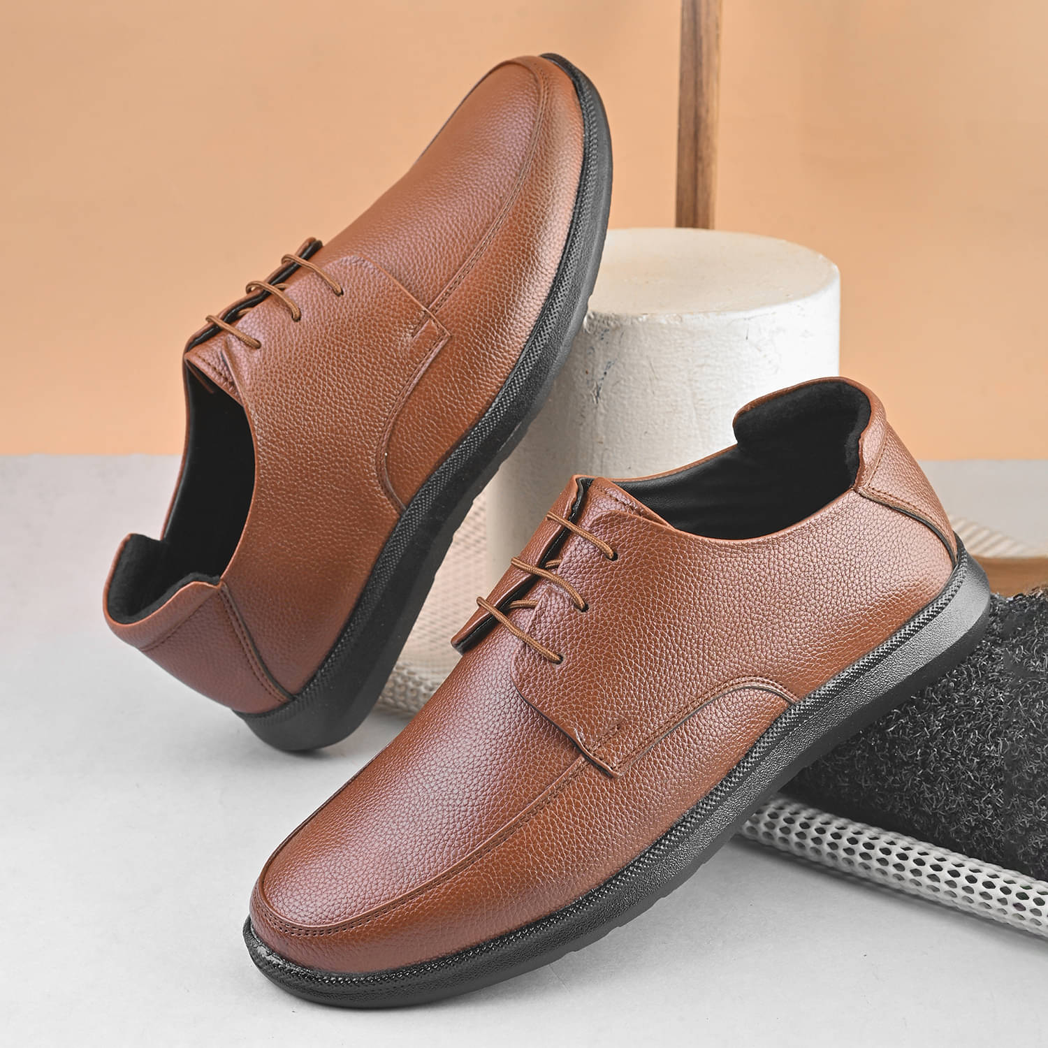 Karsun Tan Men's Derby Formal Shoes     			Karsun Tan Men's Derby Formal Shoes
