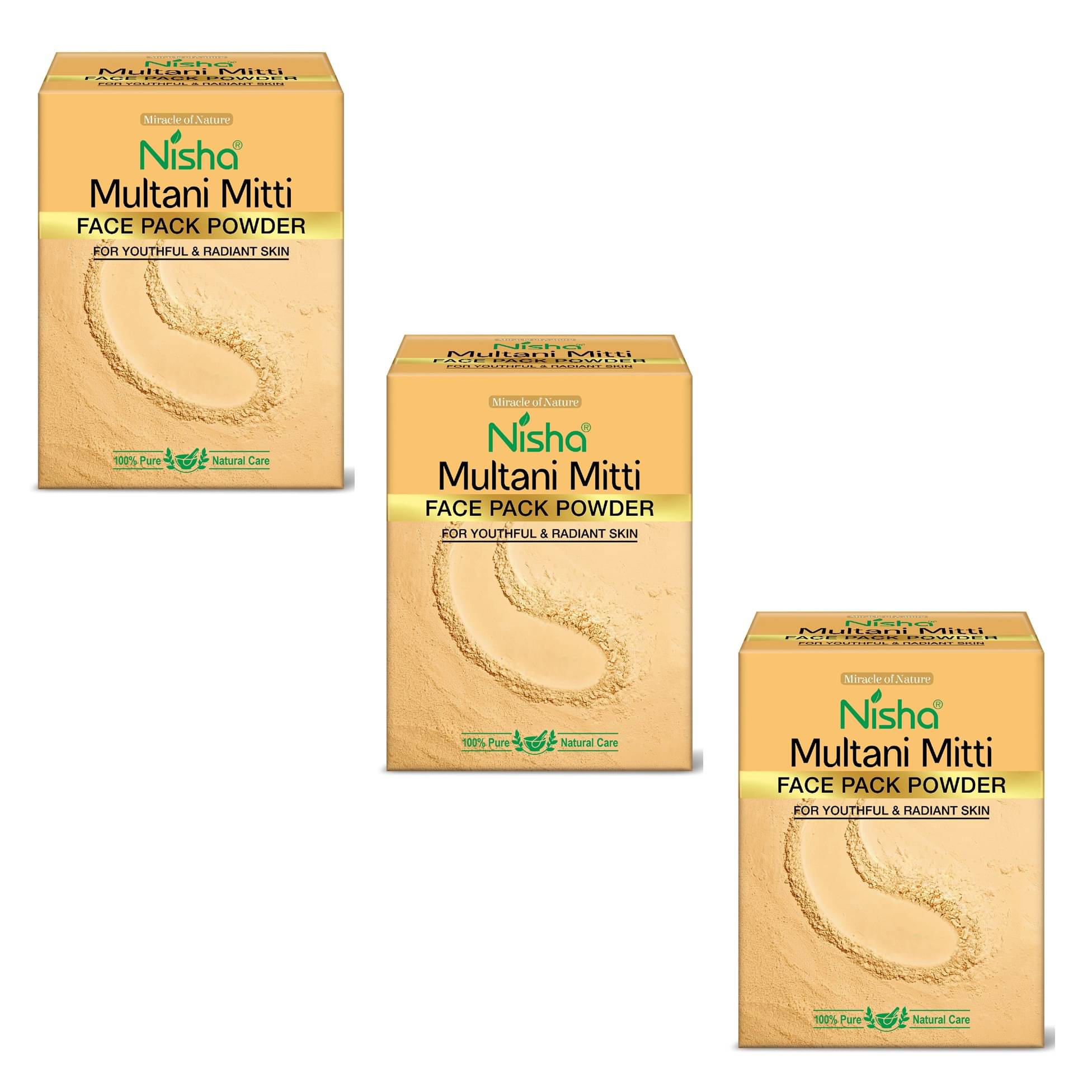     			Nisha Multani Mitti for Face 100g, Face Pack Powder, Fullerâs Earth Powder Natural Oil Control Tan Removal(Pack of 3)