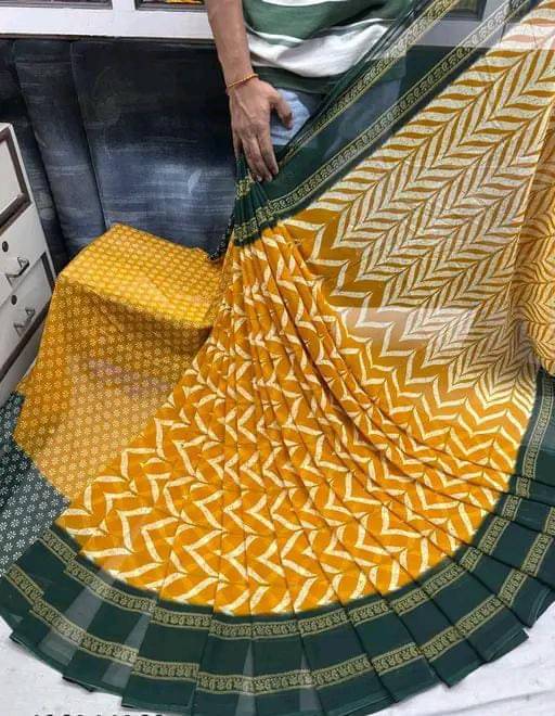 PARVANYA FASHION HUB Georgette Printed Regular Saree With Unstitched Blouse Piece ( Yellow ) PARVANYA FASHION HUB Georgette Printed Regular Saree With Unstitched Blouse Piece ( Yellow )