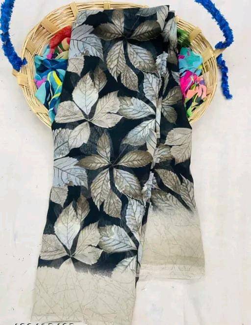 PARVANYA FASHION HUB Georgette Printed Regular Saree With Unstitched Blouse Piece ( Grey )     			PARVANYA FASHION HUB Georgette Printed Regular Saree With Unstitched Blouse Piece ( Grey )