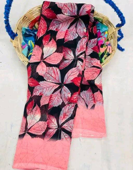 PARVANYA FASHION HUB Georgette Printed Regular Saree With Unstitched Blouse Piece ( Pink ) PARVANYA FASHION HUB Georgette Printed Regular Saree With Unstitched Blouse Piece ( Pink )