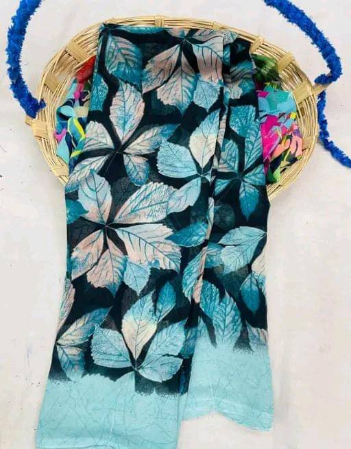     			PARVANYA FASHION HUB Georgette Printed Regular Saree With Unstitched Blouse Piece ( Blue )