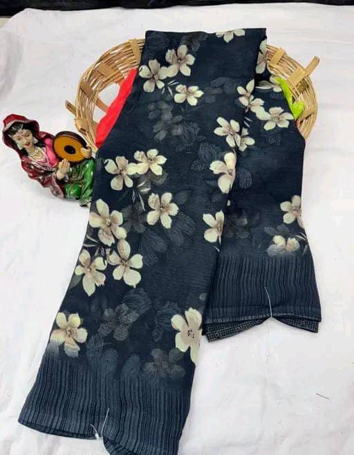 PARVANYA FASHION HUB Georgette Printed Regular Saree With Unstitched Blouse Piece ( Black )     			PARVANYA FASHION HUB Georgette Printed Regular Saree With Unstitched Blouse Piece ( Black )