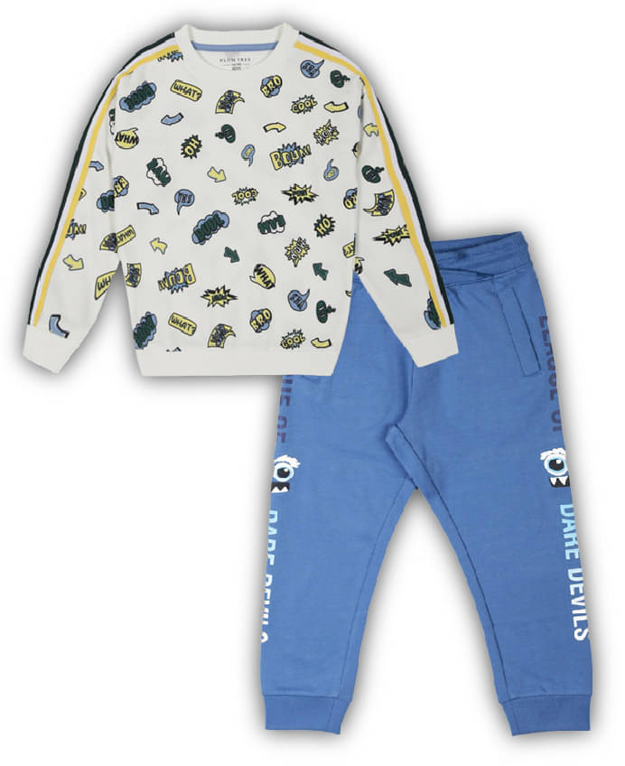 PLUM TREE Pack of 1 Boys Cotton Sweatshirt & Trackpant Set ( Grey Melange ) PLUM TREE Pack of 1 Boys Cotton Sweatshirt & Trackpant Set ( Grey Melange )