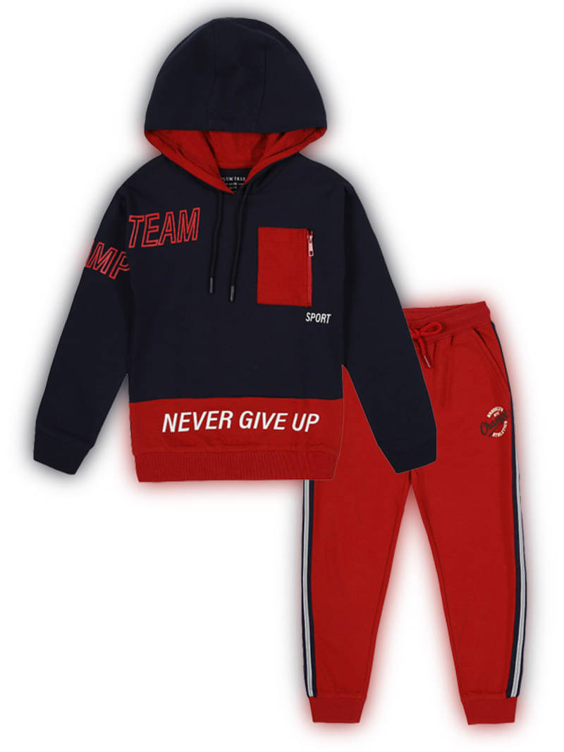     			PLUM TREE Pack of 1 Boys Cotton Sweatshirt & Trackpant Set ( Navy )