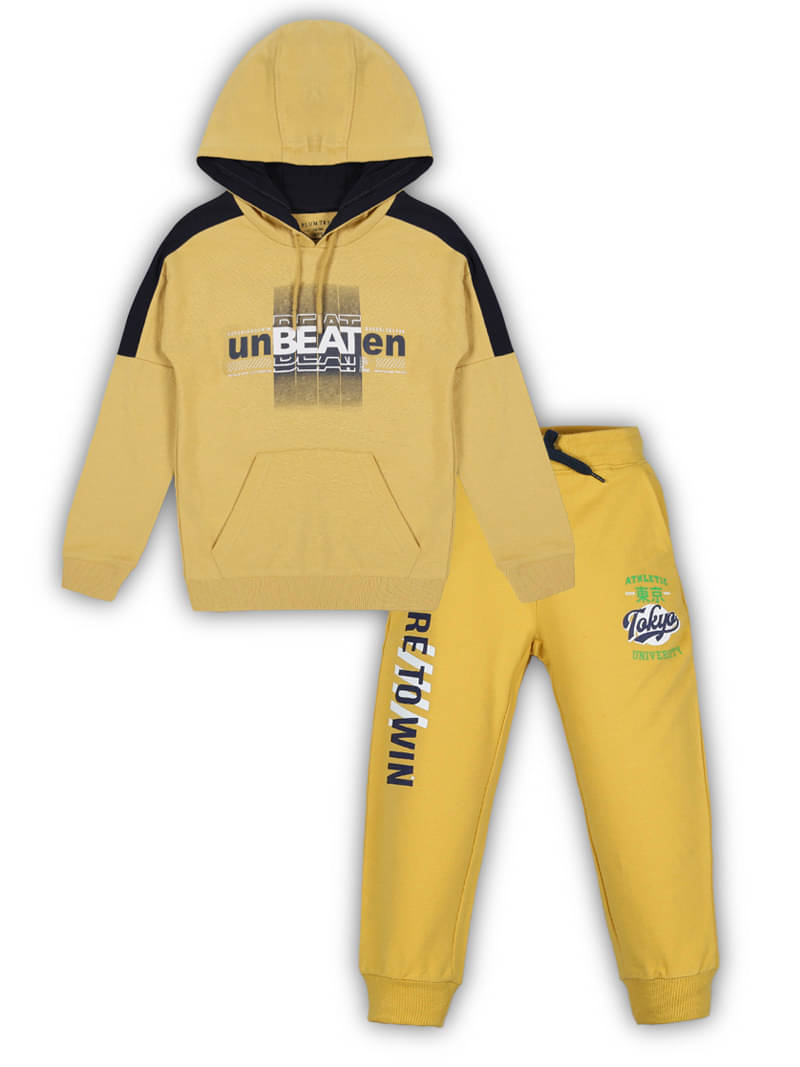     			PLUM TREE Pack of 1 Boys Cotton Sweatshirt & Trackpant Set ( Yellow )