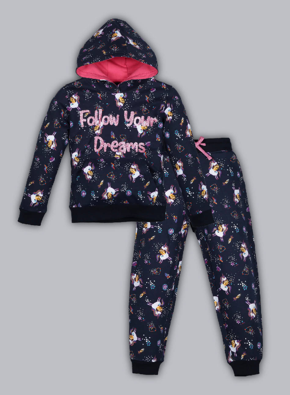 PLUM TREE Pack of 1 Girls 100% Cotton Sweatshirt & Joggers ( Navy ) PLUM TREE Pack of 1 Girls 100% Cotton Sweatshirt & Joggers ( Navy )