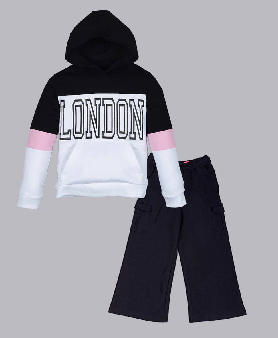 PLUM TREE Pack of 1 Girls 100% Cotton Sweatshirt & Joggers ( White ) PLUM TREE Pack of 1 Girls 100% Cotton Sweatshirt & Joggers ( White )