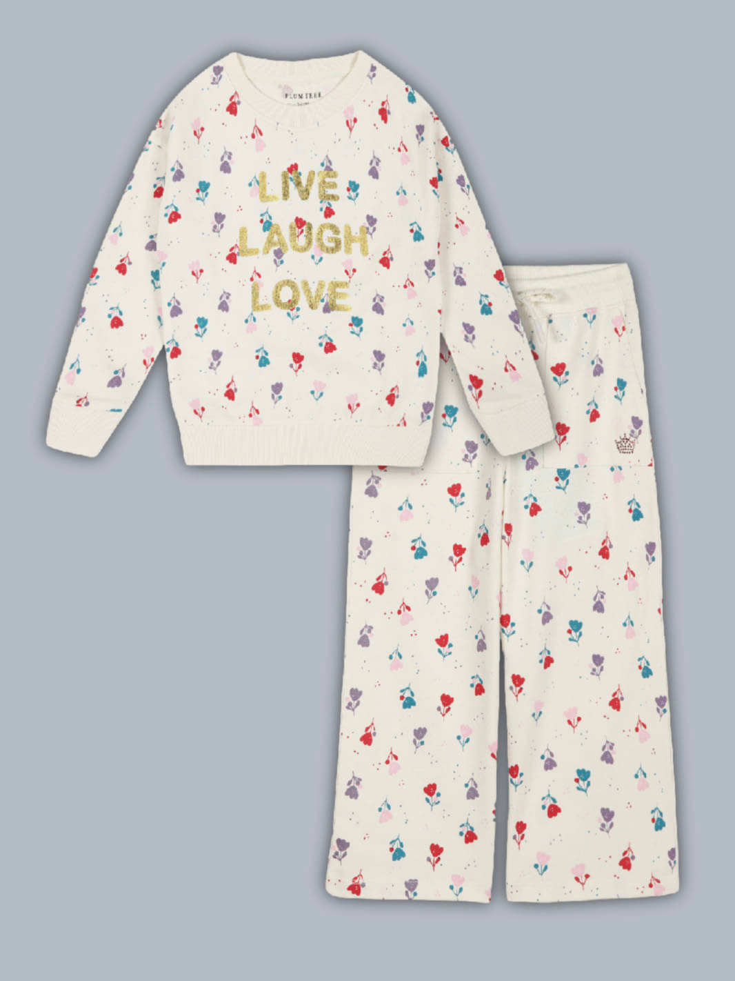 PLUM TREE Pack of 1 Girls 100% Cotton Sweatshirt & Joggers ( Off White ) PLUM TREE Pack of 1 Girls 100% Cotton Sweatshirt & Joggers ( Off White )