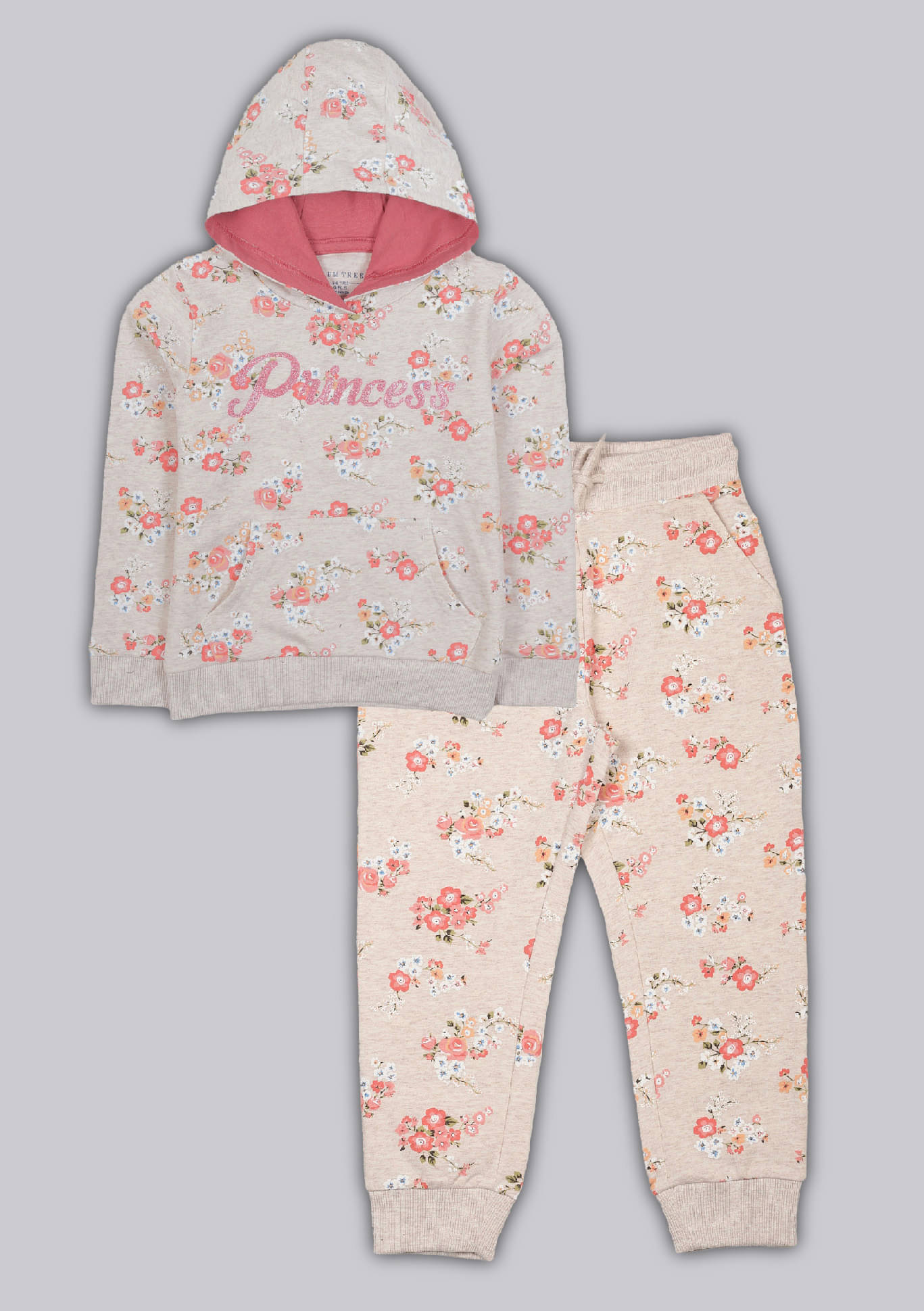 PLUM TREE Pack of 1 Girls 100% Cotton Sweatshirt & Joggers ( Grey ) PLUM TREE Pack of 1 Girls 100% Cotton Sweatshirt & Joggers ( Grey )