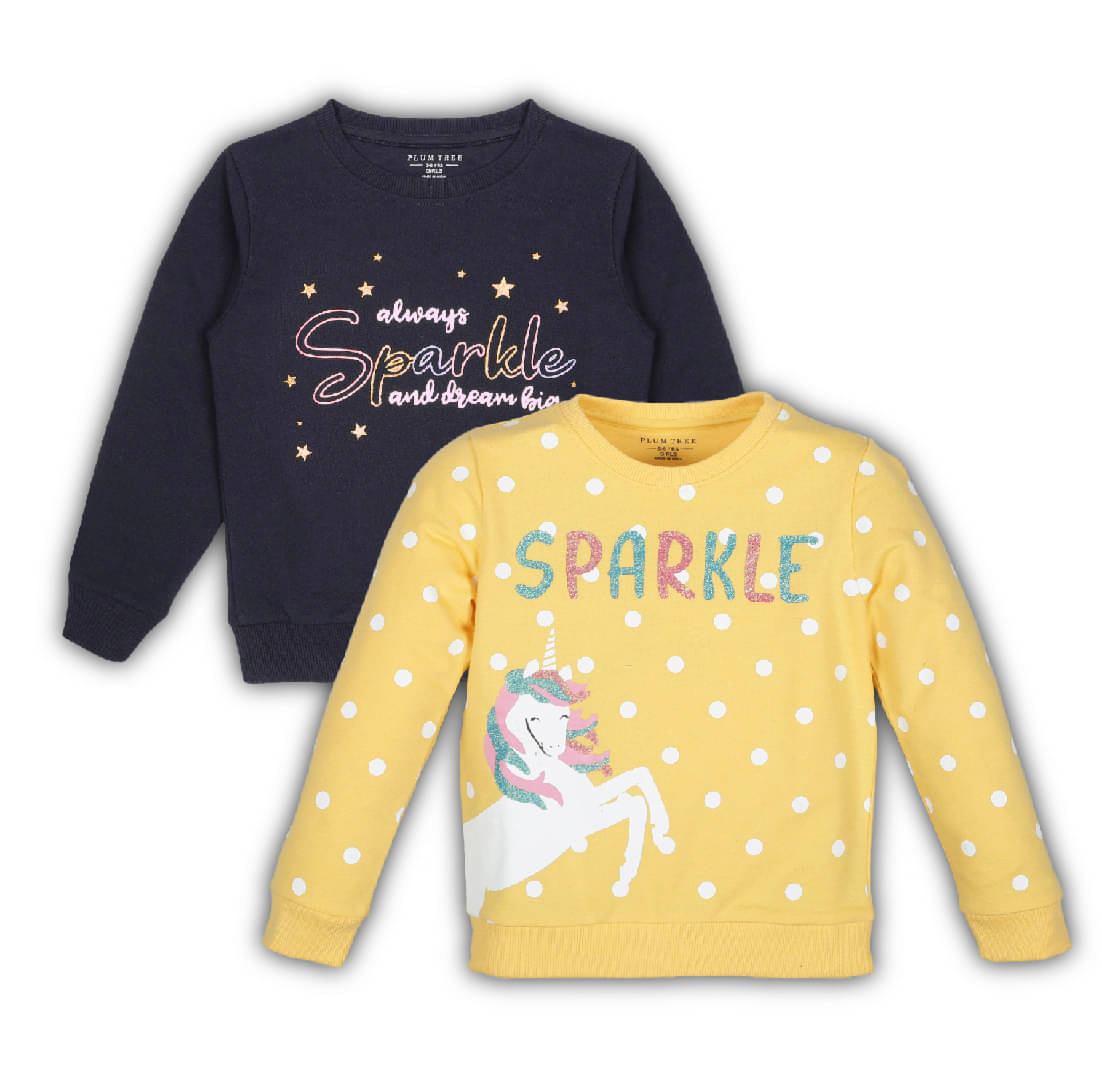     			PLUM TREE Pack of 2 Girls Cotton Sweatshirt ( Yellow )