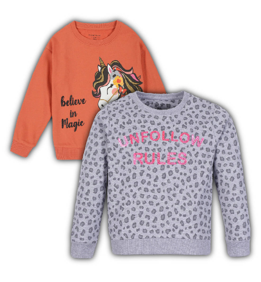     			PLUM TREE Pack of 2 Girls Cotton Sweatshirt ( Grey )