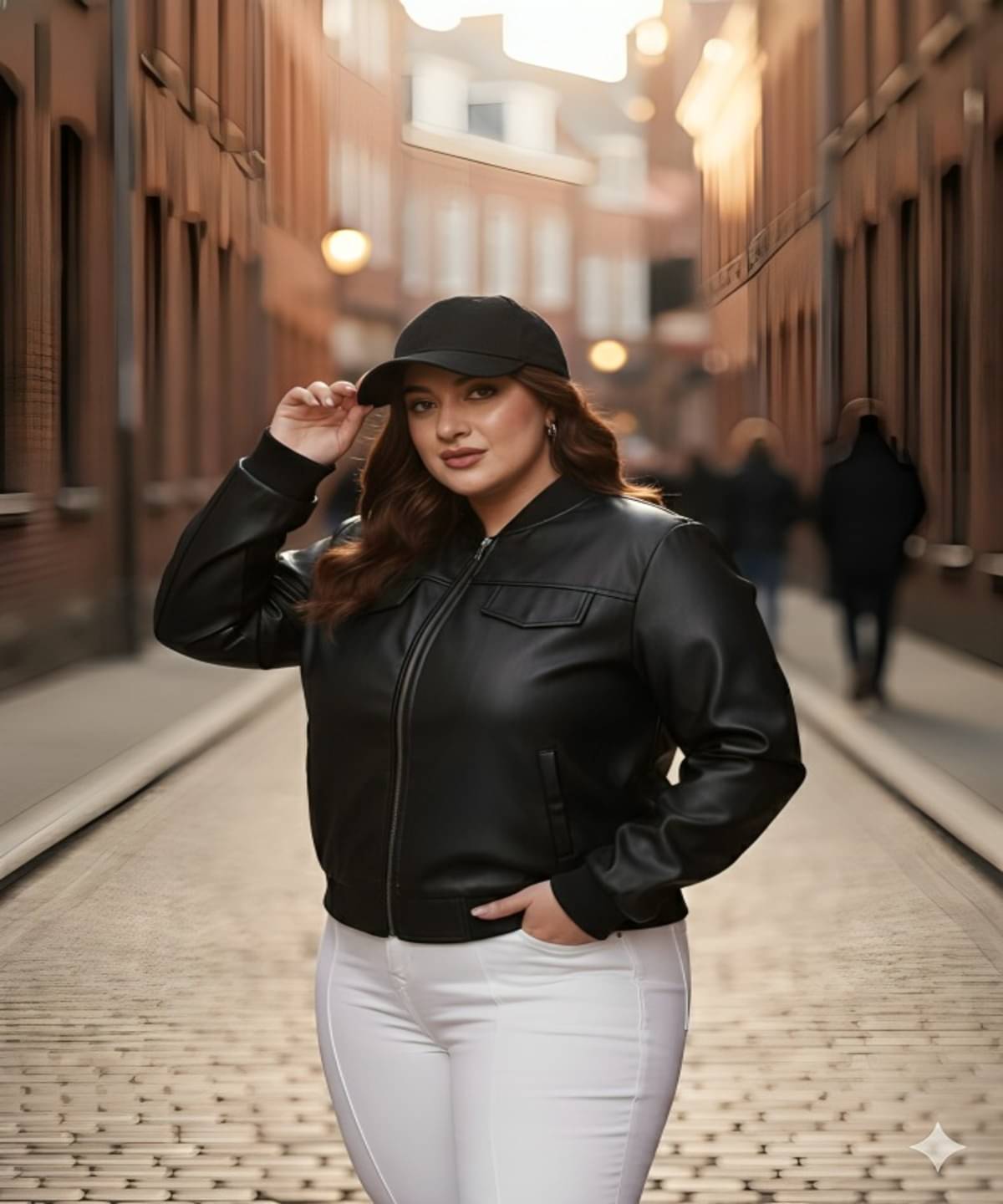     			PLUS PARADISE Women High Neck Leather Jacket ( Black )