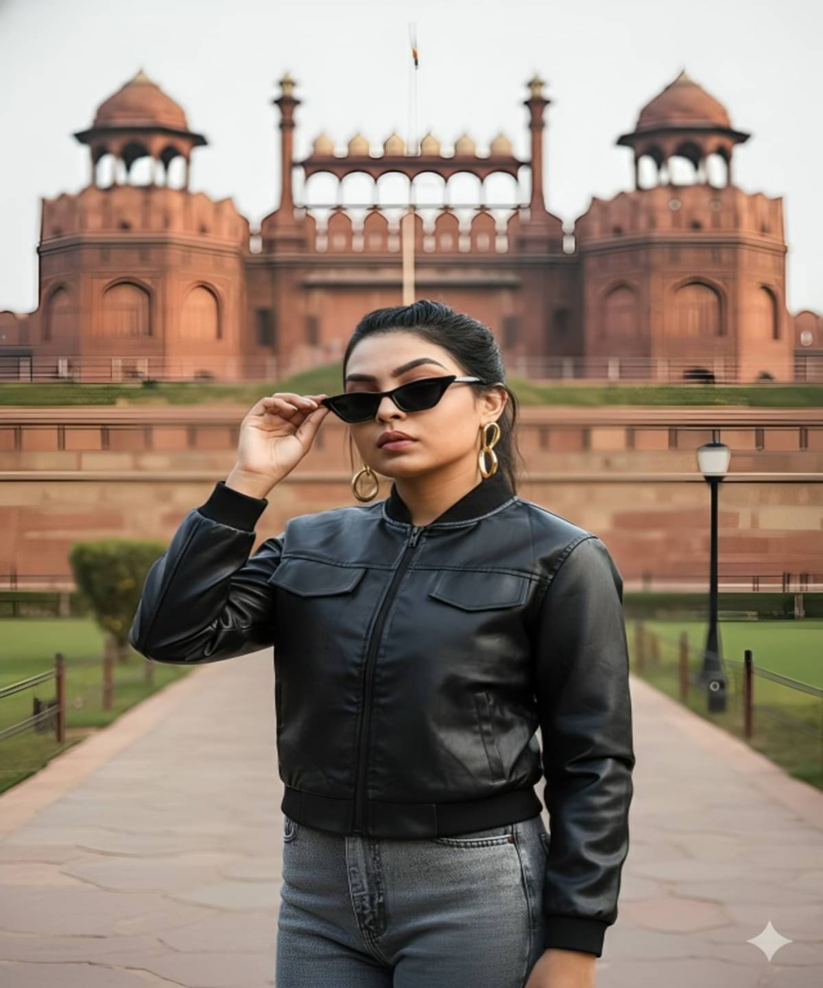     			PLUS PARADISE Women High Neck Leather Jacket ( Black )