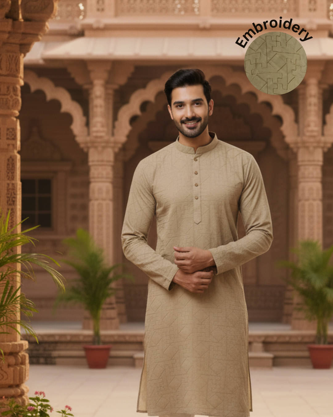 Rigo Beige Cotton Men's Regular Kurta ( Pack of 1 ) Rigo Beige Cotton Men's Regular Kurta ( Pack of 1 )