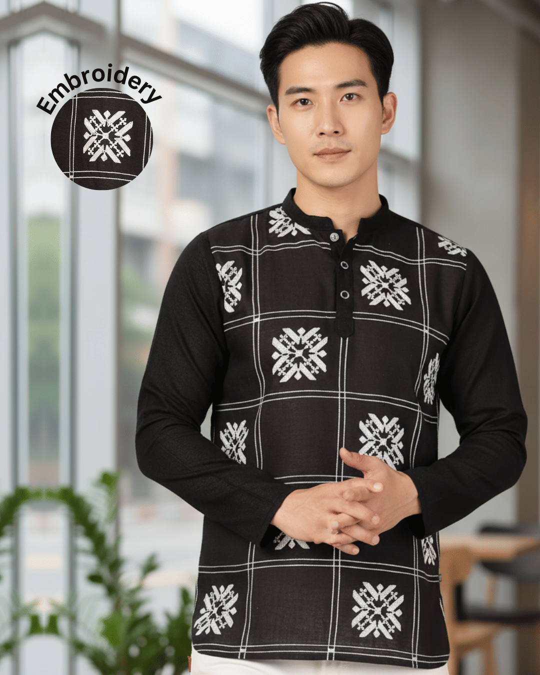 Rigo Black Cotton Men's Regular Kurta ( Pack of 1 )     			Rigo Black Cotton Men's Regular Kurta ( Pack of 1 )
