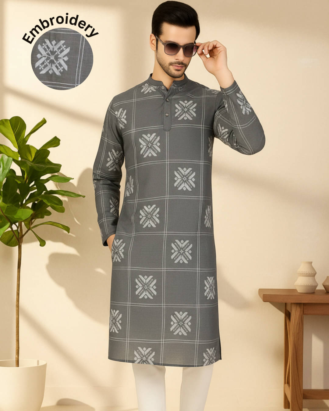 Rigo Grey Cotton Men's Regular Kurta ( Pack of 1 )     			Rigo Grey Cotton Men's Regular Kurta ( Pack of 1 )