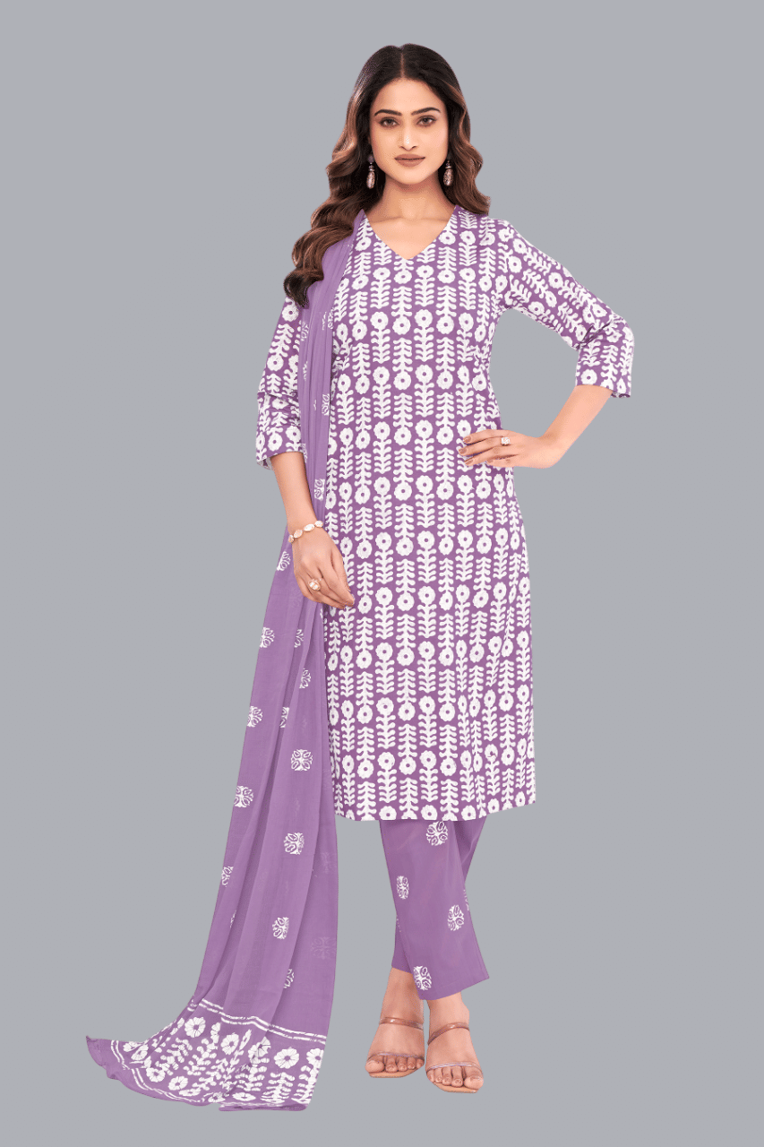 SIMMU Women Cotton Printed Straight Kurti With Pants ( Purple ) SIMMU Women Cotton Printed Straight Kurti With Pants ( Purple )