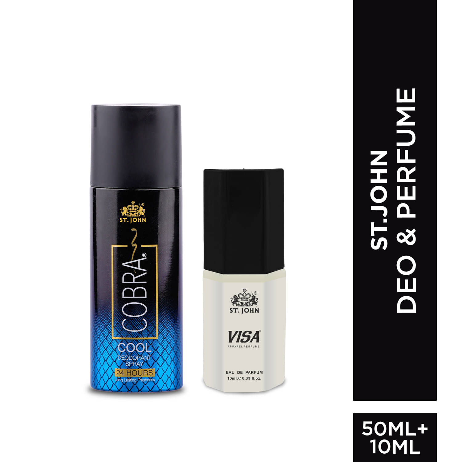St. John Cobra Cool 50ml & Visa 10ml Deodorant Spray & Perfume for Men 60 ml ( Pack of 1 ) St. John Cobra Cool 50ml & Visa 10ml Deodorant Spray & Perfume for Men 60 ml ( Pack of 1 )