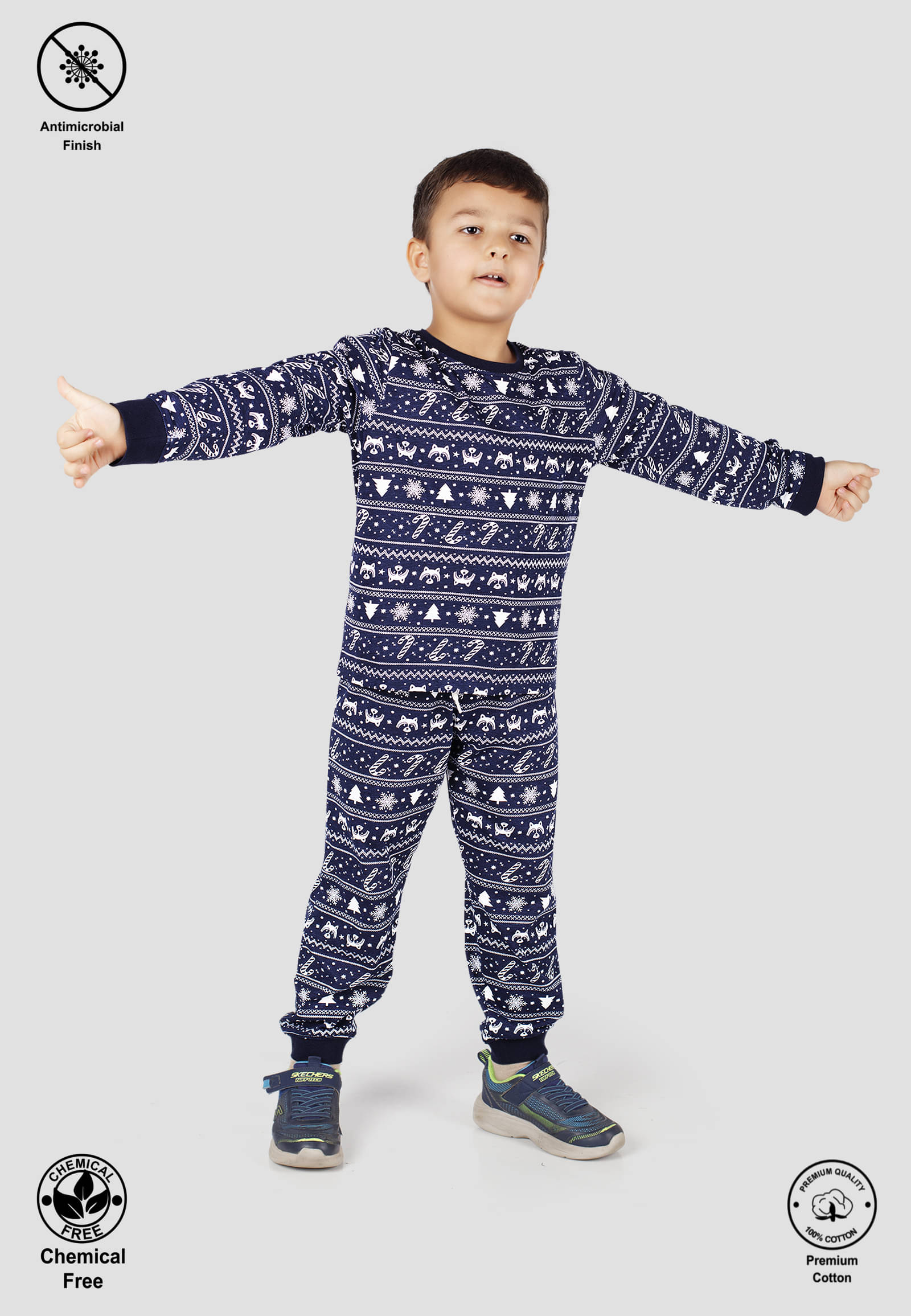 TRESNOVA Pack of 1 Boys Cotton T-Shirt & Pants Set ( Navy Blue ) TRESNOVA Pack of 1 Boys Cotton T-Shirt & Pants Set ( Navy Blue )