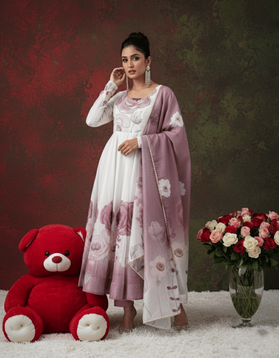     			Trandtide Women Silk Anarkali Stitched Ethnic Gown With Dupatta ( Pink )