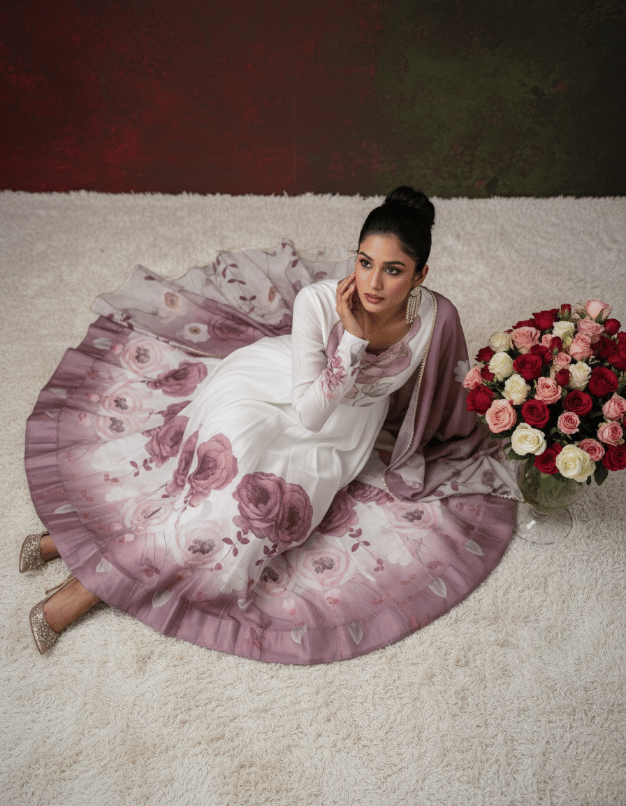     			Trandtide Women Silk Anarkali Stitched Ethnic Gown With Dupatta ( Pink )