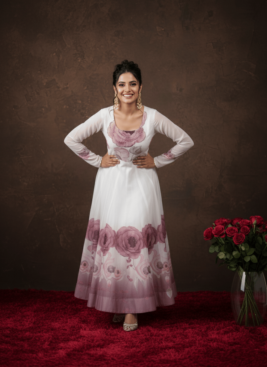     			Trandtide Women Silk Anarkali Stitched Ethnic Gown With Dupatta ( Pink )