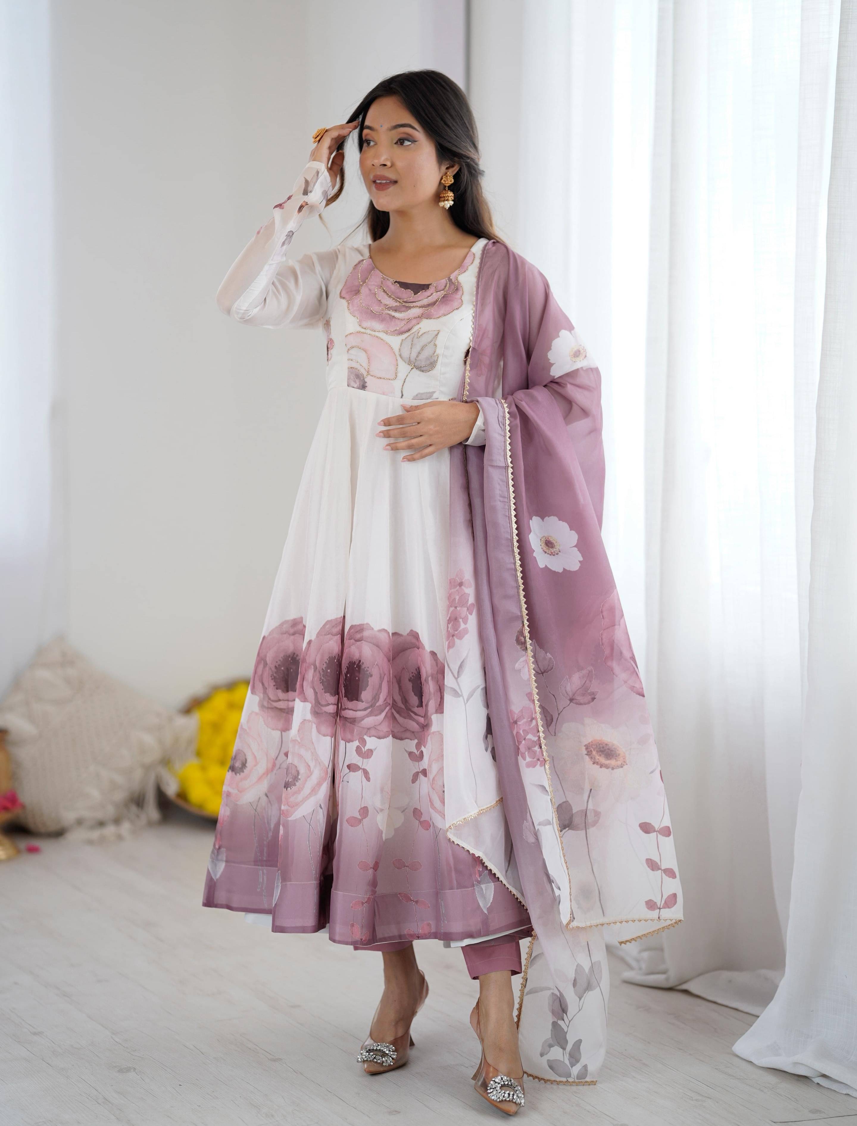    			Trandtide Women Silk Anarkali Stitched Ethnic Gown With Dupatta ( Pink )