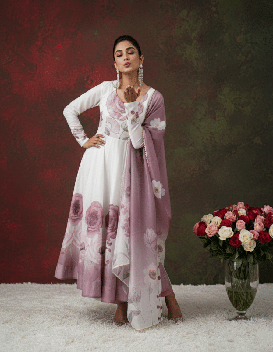     			Trandtide Women Silk Anarkali Stitched Ethnic Gown With Dupatta ( Pink )