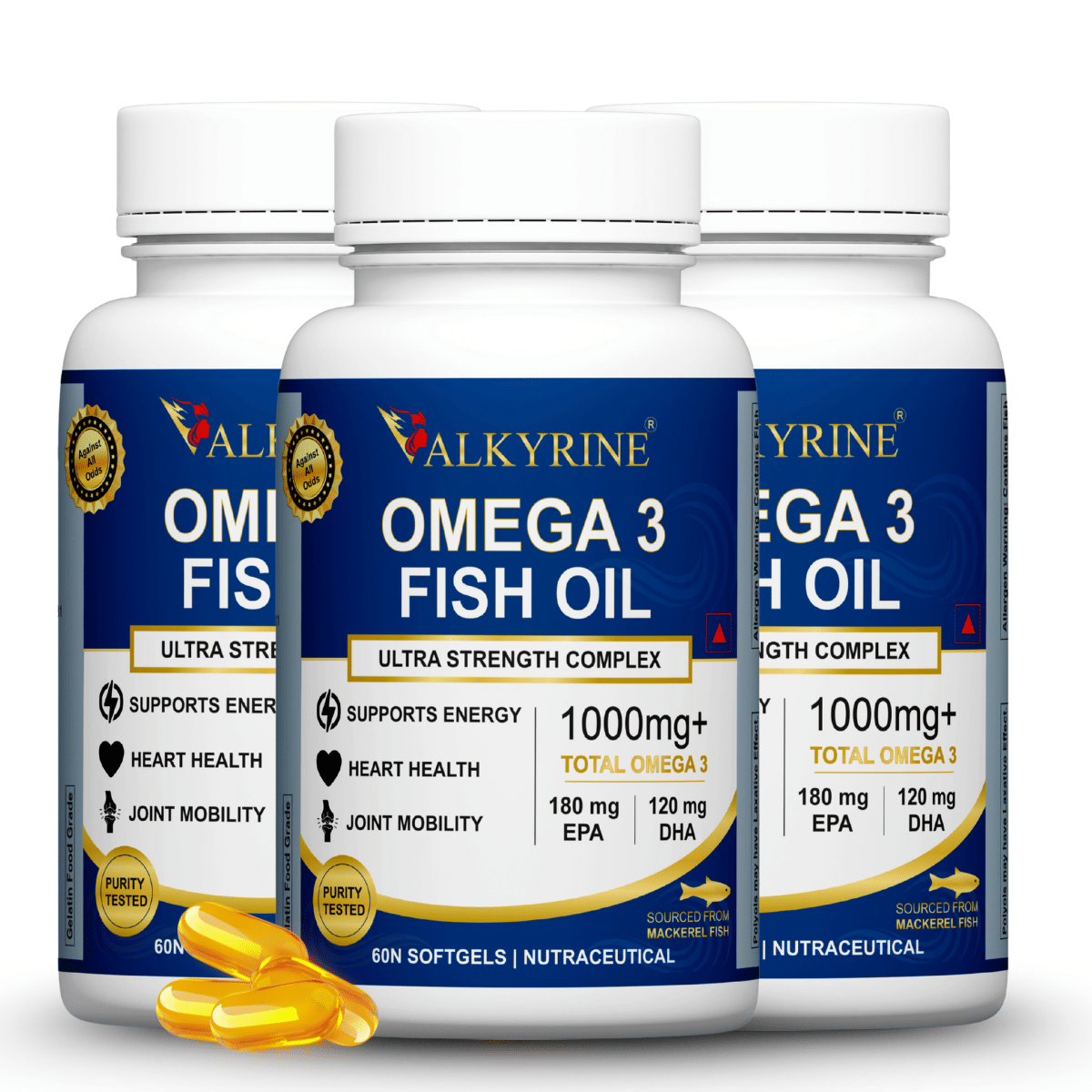 VALKYRINE - Omega-3 Fatty Acids Softgel ( Pack of 3 ) VALKYRINE - Omega-3 Fatty Acids Softgel ( Pack of 3 )