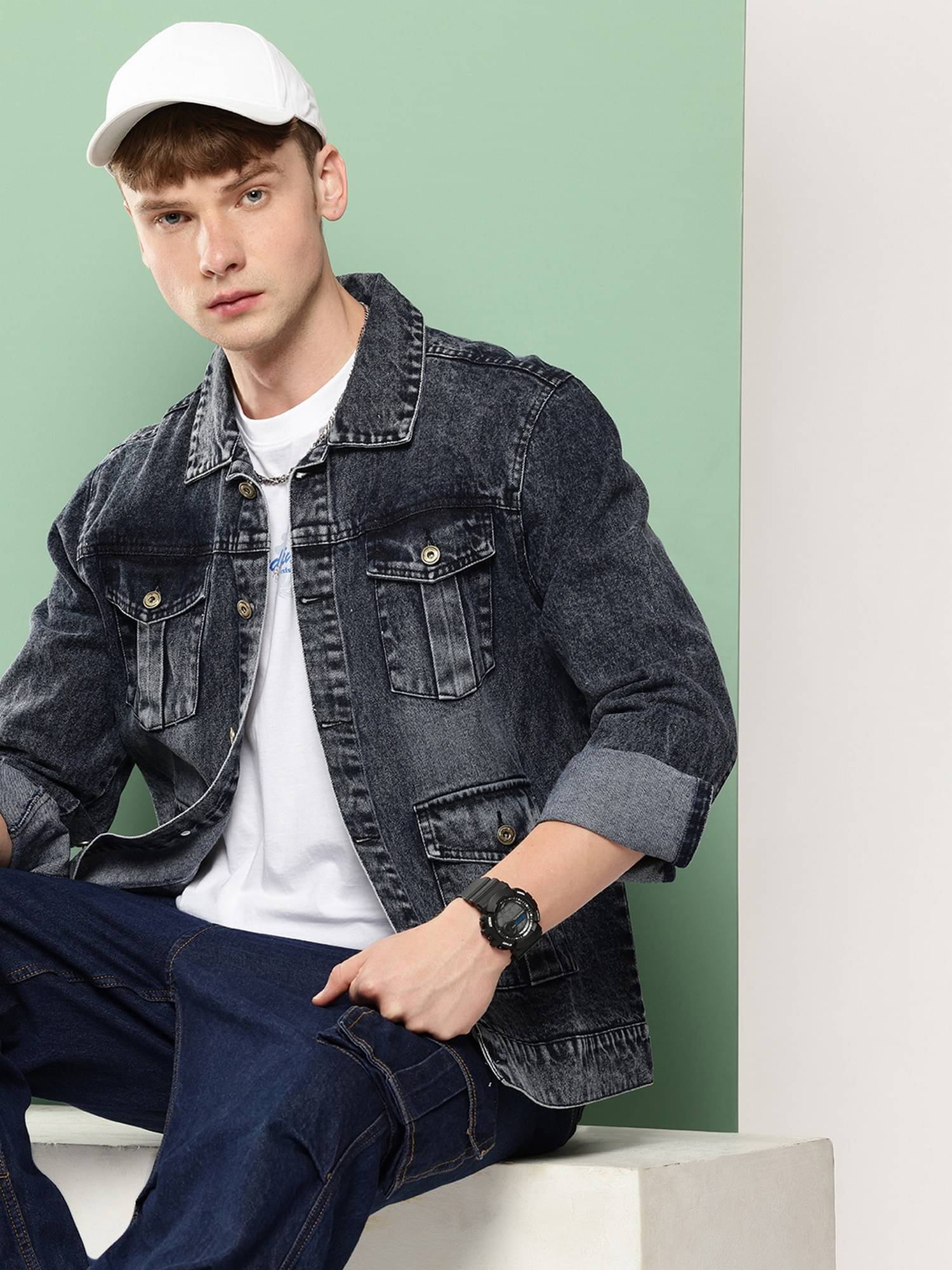     			VOXATI Denim Men's Denim Jacket - Grey ( Pack of 1 )