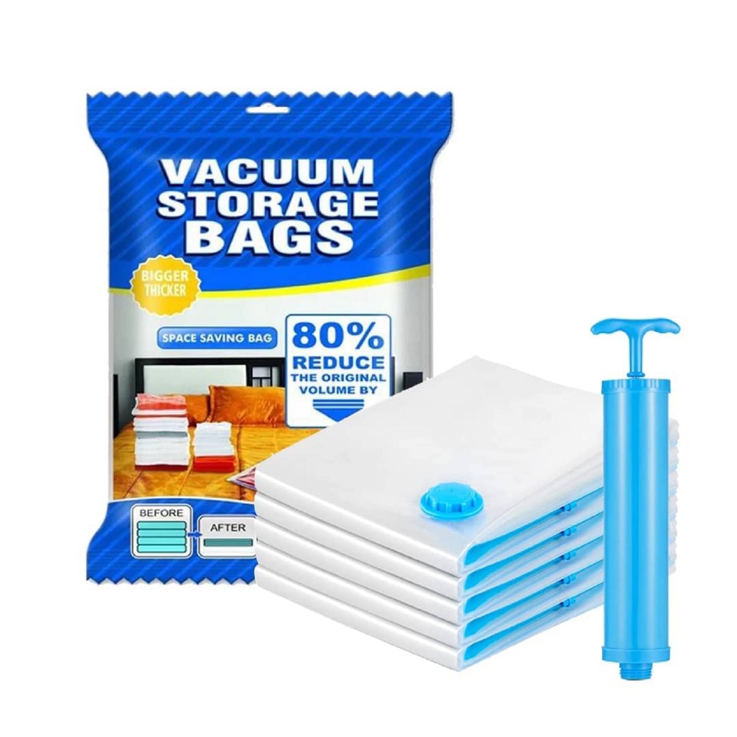     			Vacuum Seal Storage Bags Reusable Vacuum Storage Space Saver Bags New Vacuum Bag Transparent Border Foldable Extra Large Compressed Organizer Storage Bag Saving Space Seal Bags Pack Of 5 XL