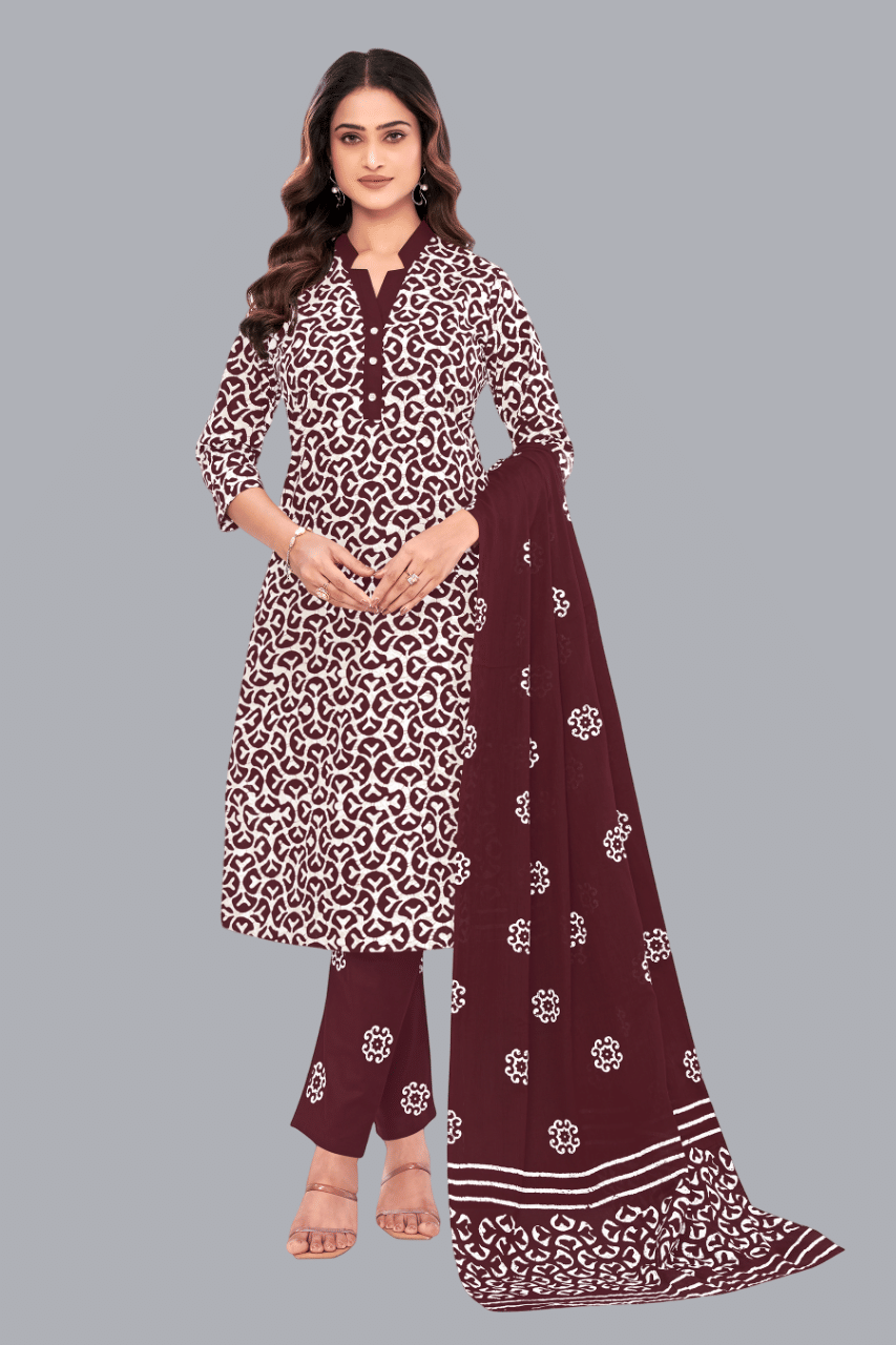 shree jeenmata collection Women Cotton Printed Straight Kurti With Pants ( Maroon ) shree jeenmata collection Women Cotton Printed Straight Kurti With Pants ( Maroon )