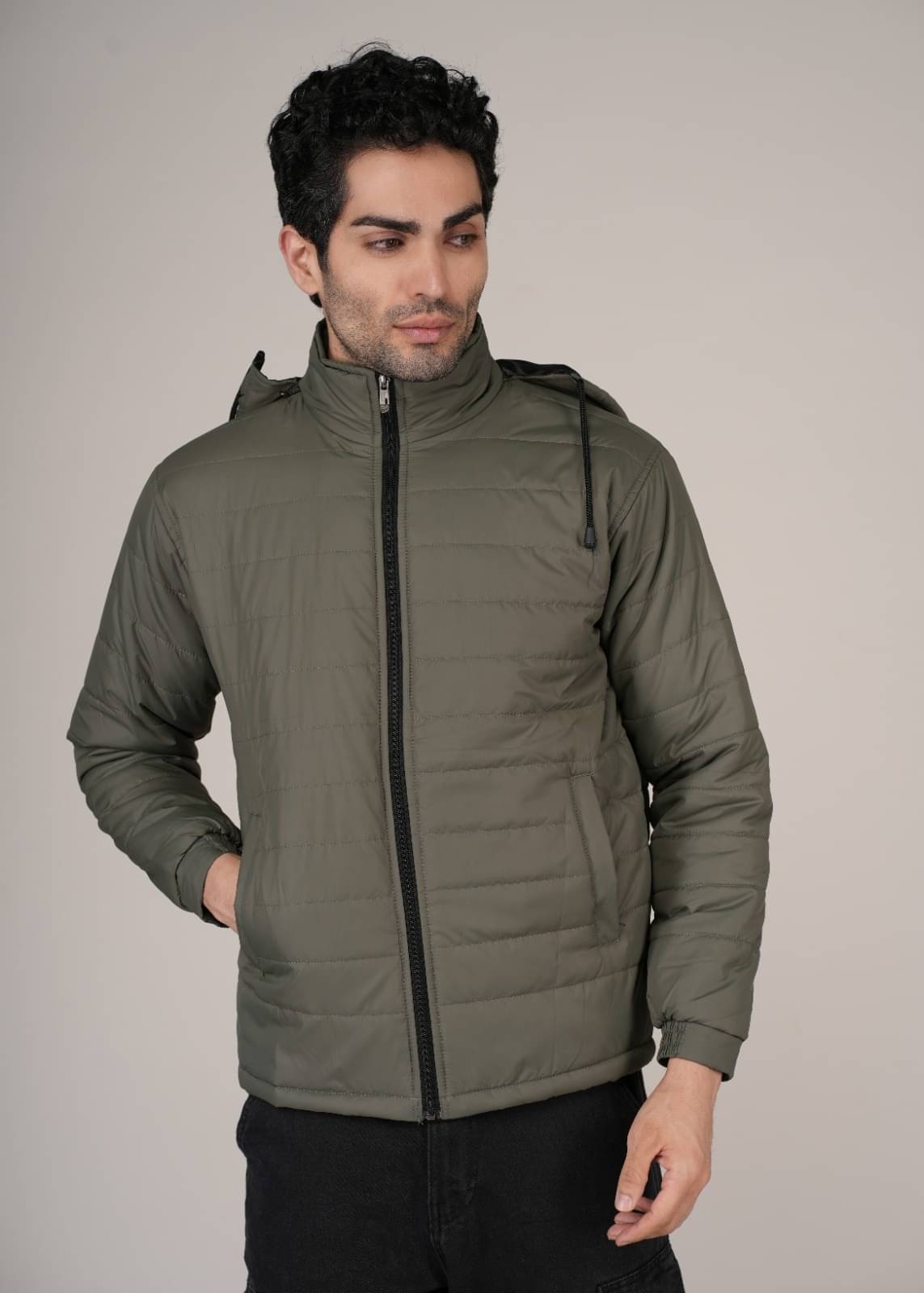     			vzoxot Polyester Men's Puffer Jacket - Olive ( Pack of 1 )