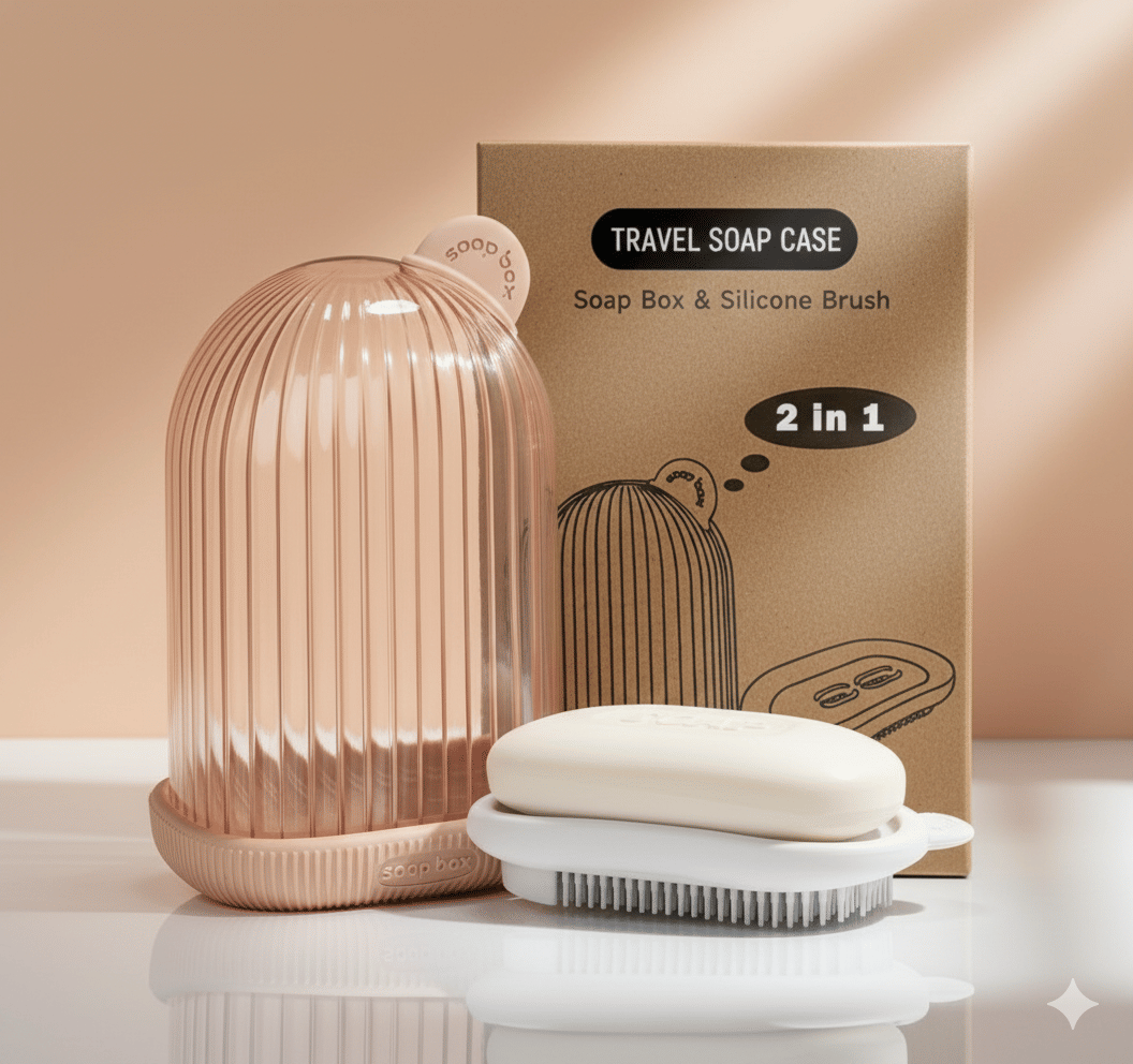 2-in-1 Travel Soap Case & Silicone Body Brush – Portable, Leak-Proof & Hygienic     			2-in-1 Travel Soap Case & Silicone Body Brush – Portable, Leak-Proof & Hygienic
