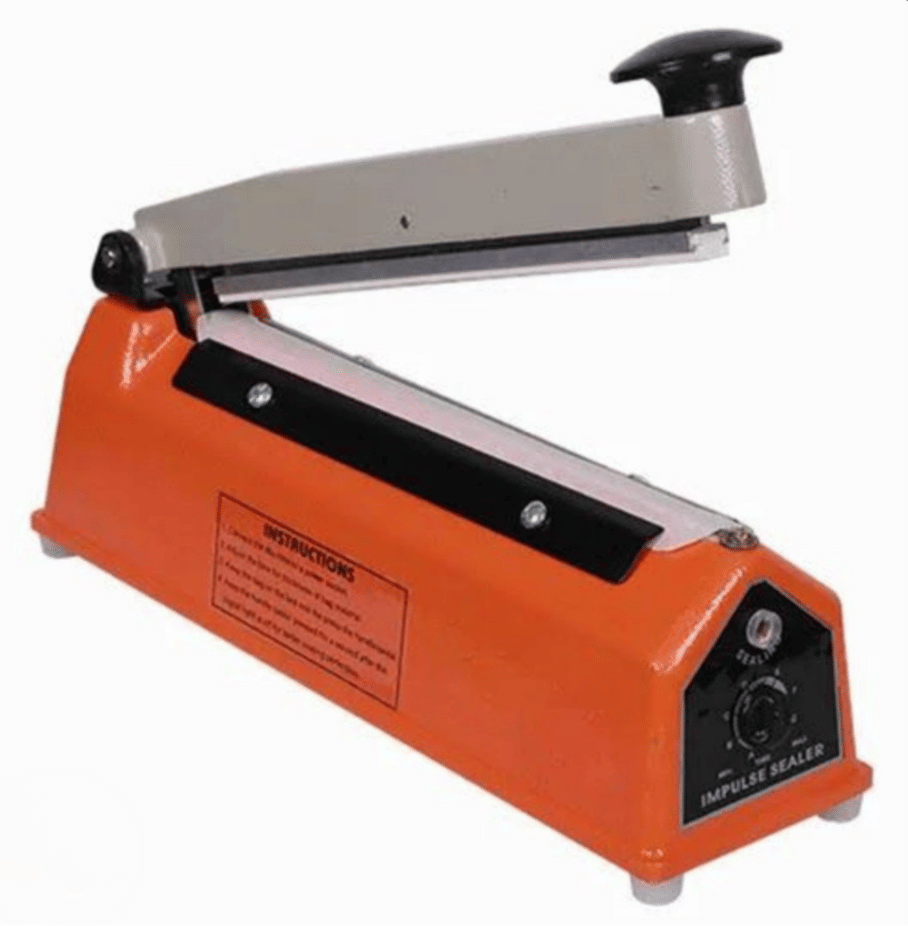 Adison  mild steel hand heat sealer 8 inch healing length machine 12 inch body length with 4 inch breadth heavy duty 220 v poly packaging manual heat sealer machine with 1.5 mtr, wired with 1 free element and 1 year warranty pack of 1 set