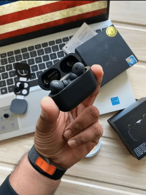 AIR PODS PRO Bluetooth True Wireless (TWS) On Ear 4 Hours Playback Active Noise cancellation IPX4(Splash & Sweat Proof) Black     			AIR PODS PRO Bluetooth True Wireless (TWS) On Ear 4 Hours Playback Active Noise cancellation IPX4(Splash & Sweat Proof) Black