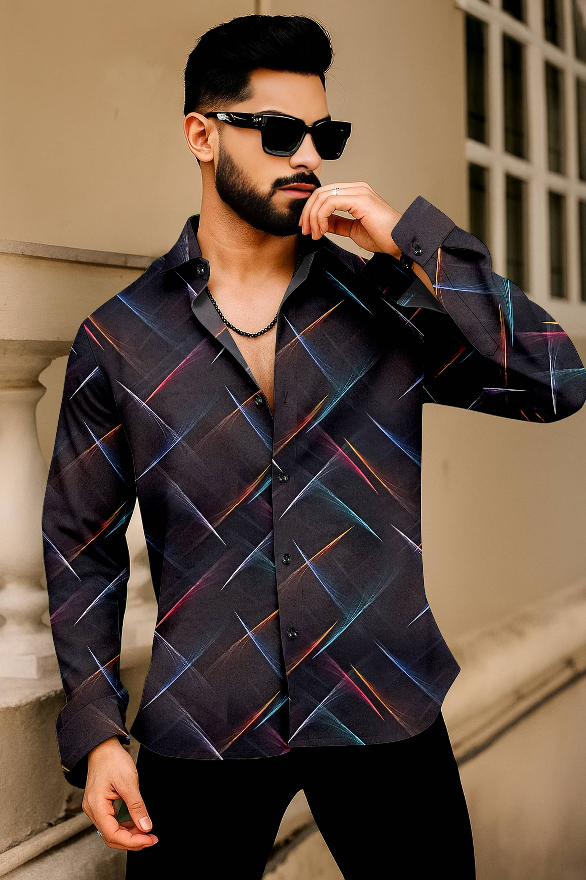 AITAVIKOVERSEAS Cotton Blend Regular Fit Printed Full Sleeves Men's Casual Shirt - Black ( Pack of 1 )     			AITAVIKOVERSEAS Cotton Blend Regular Fit Printed Full Sleeves Men's Casual Shirt - Black ( Pack of 1 )