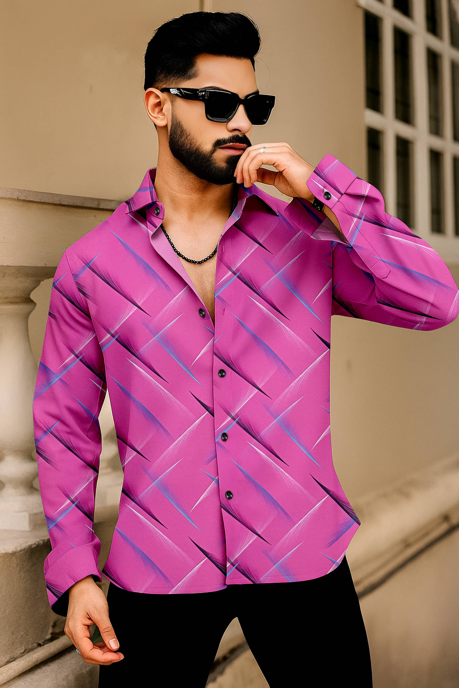 AITAVIKOVERSEAS Cotton Blend Regular Fit Printed Full Sleeves Men's Casual Shirt - Pink ( Pack of 1 ) AITAVIKOVERSEAS Cotton Blend Regular Fit Printed Full Sleeves Men's Casual Shirt - Pink ( Pack of 1 )