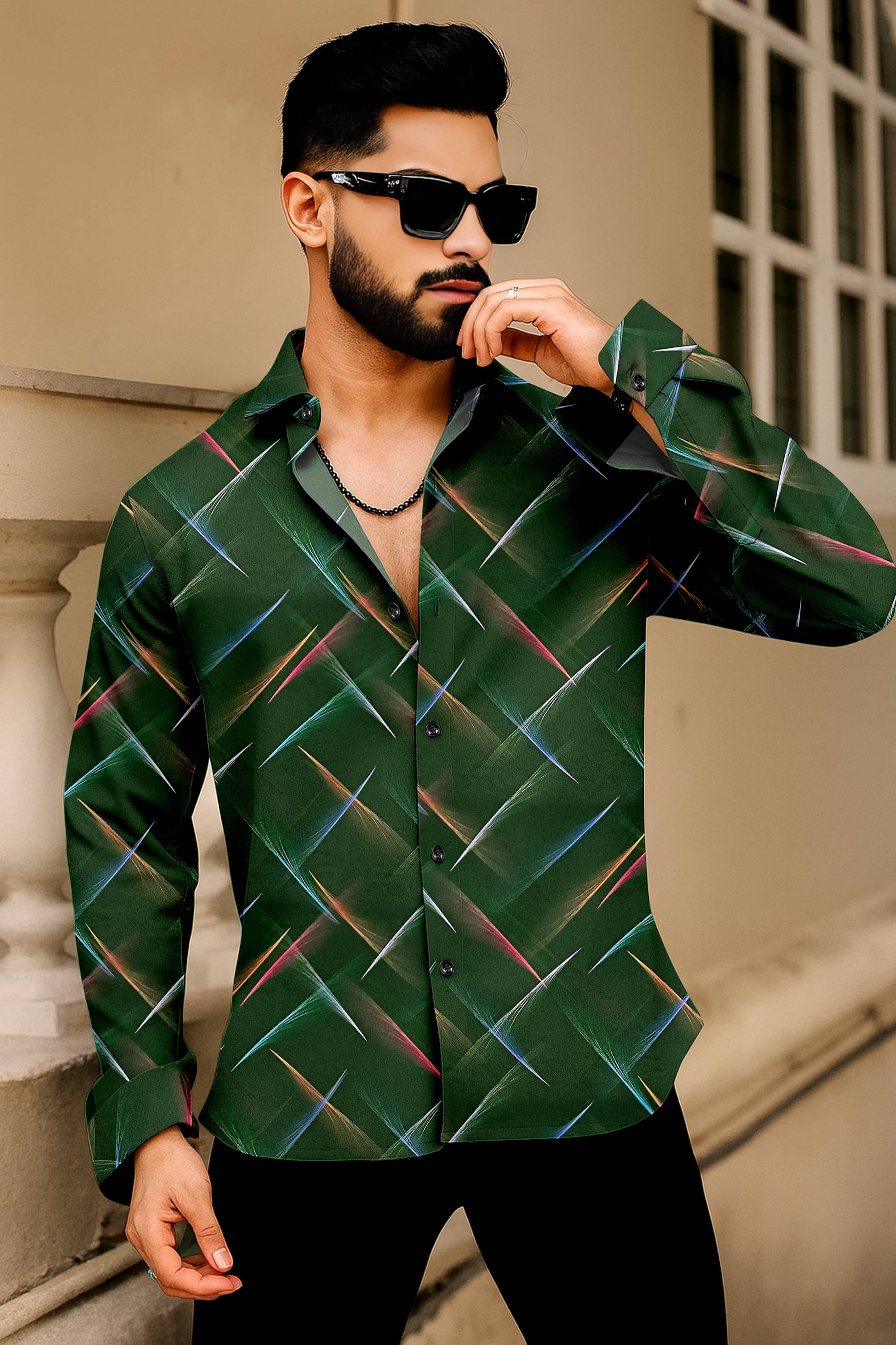 AITAVIKOVERSEAS Cotton Blend Regular Fit Printed Full Sleeves Men's Casual Shirt - Green ( Pack of 1 ) AITAVIKOVERSEAS Cotton Blend Regular Fit Printed Full Sleeves Men's Casual Shirt - Green ( Pack of 1 )