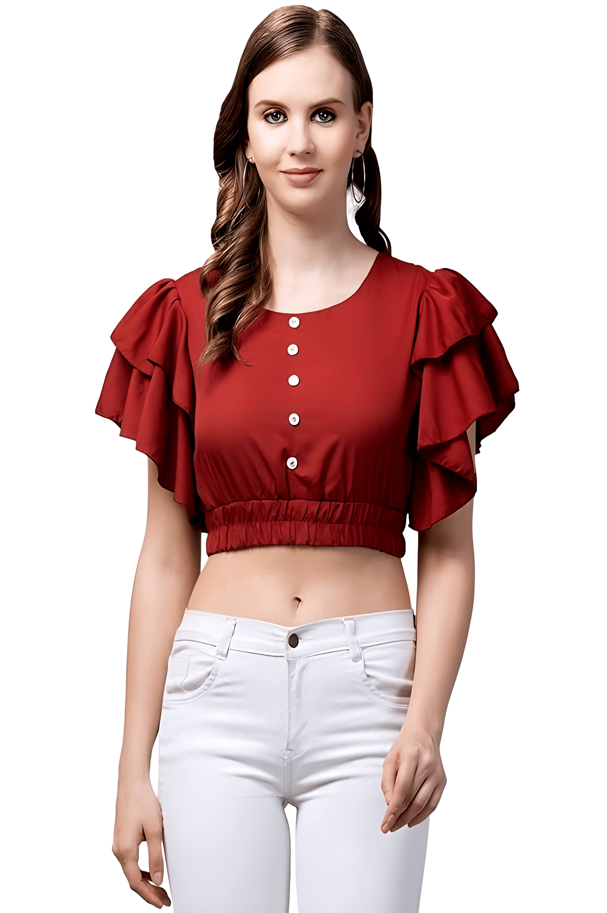 ATIMUNA Women's Polyester Crop Top ( Red )     			ATIMUNA Women's Polyester Crop Top ( Red )