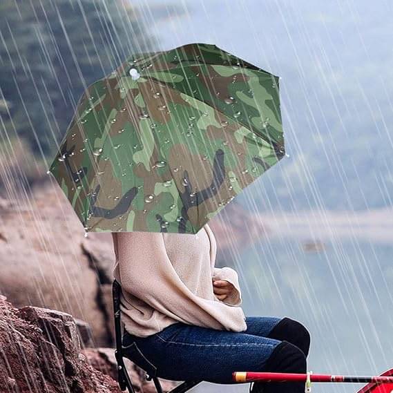     			Adorazone 3 Fold Headwear Umbrella Hat Headwear Umbrella ( Green , Printed )
