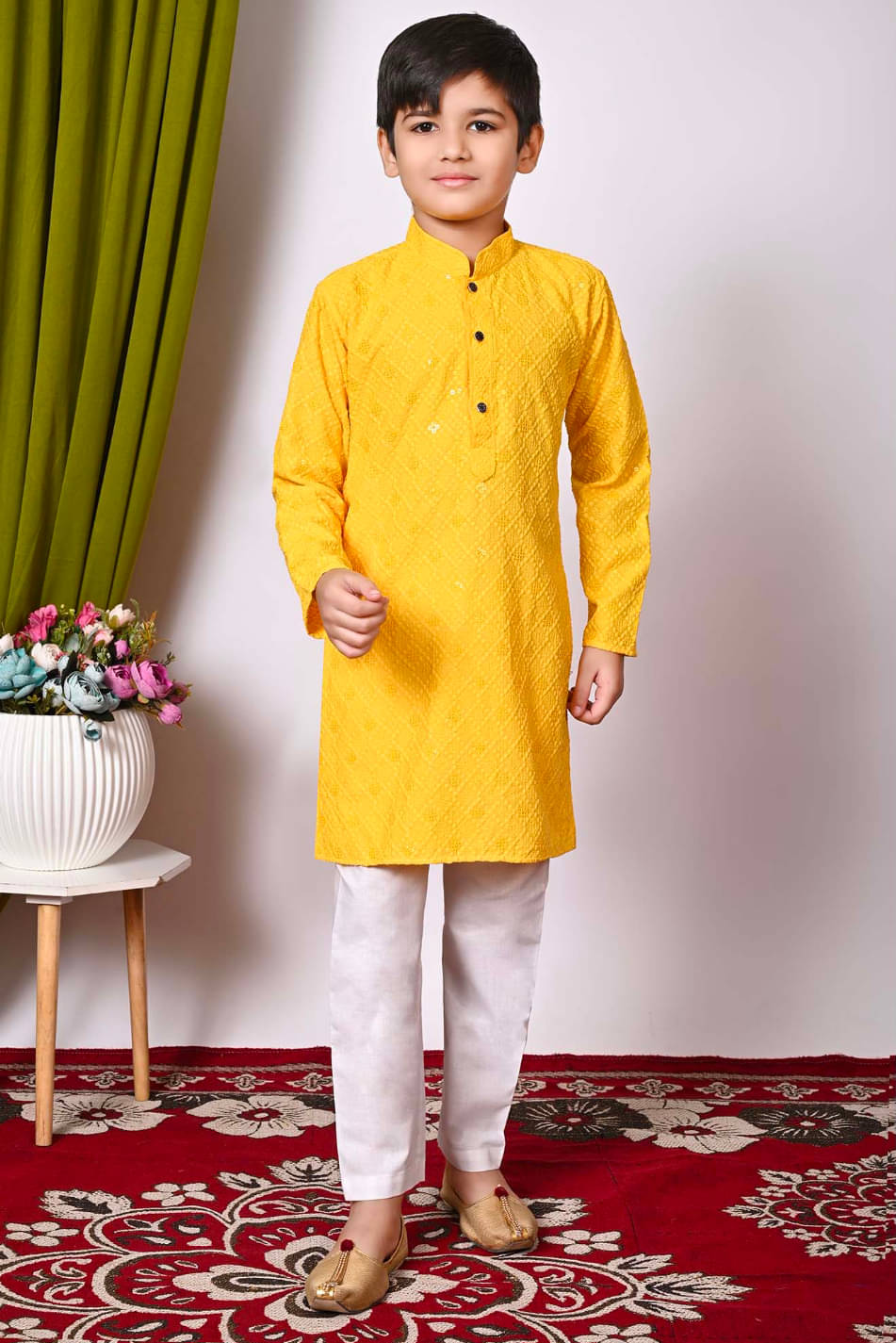 Anaya Azrin Boys Cotton Blend Striped Pattern Kurta ( Yellow , Pack of 1 )     			Anaya Azrin Boys Cotton Blend Striped Pattern Kurta ( Yellow , Pack of 1 )