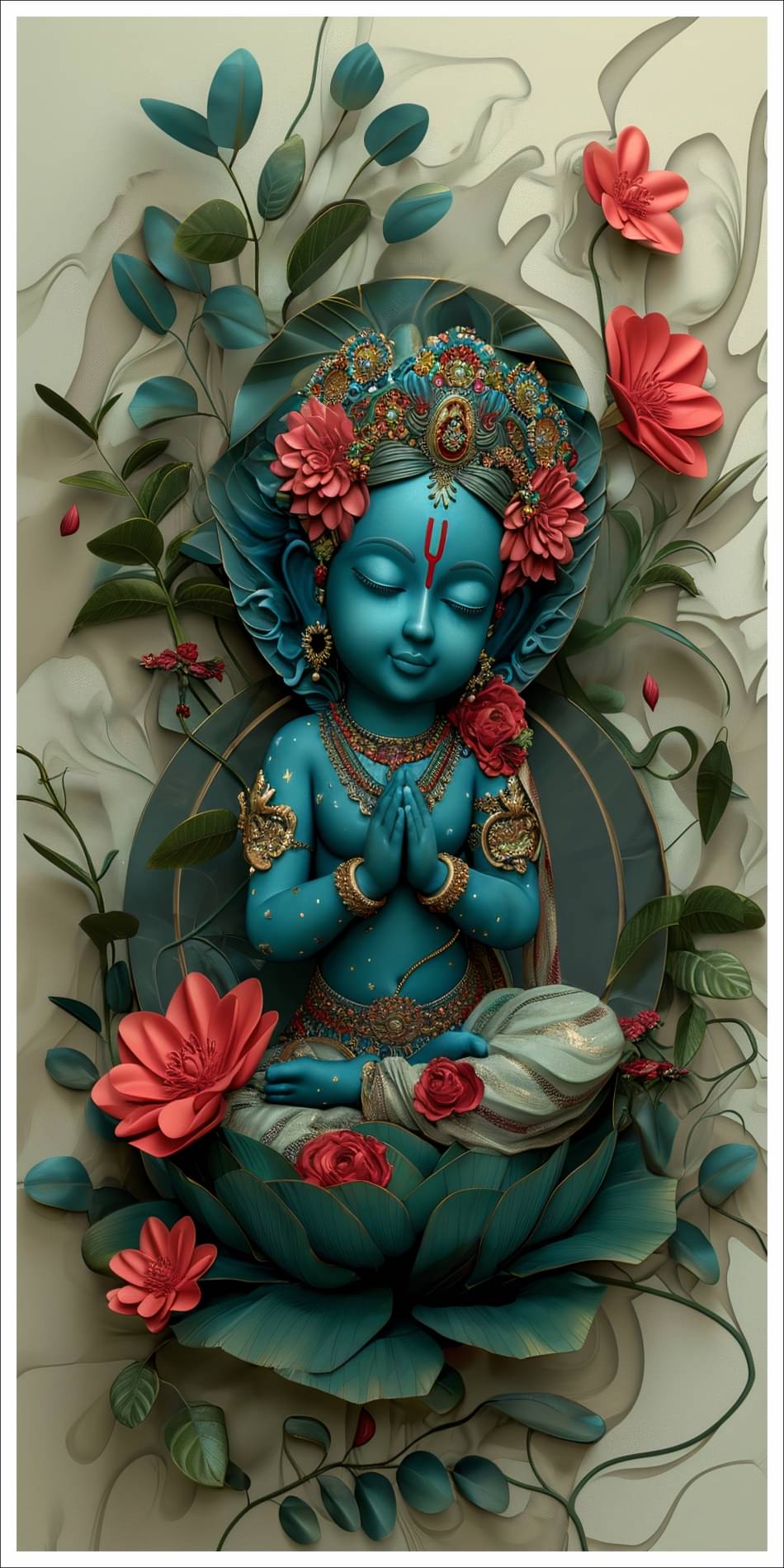 Baby Krishna 3D Lotus Design Vinyl Wall Sticker | 12x24 Inches Spiritual Wall Decor for Home & Temple     			Baby Krishna 3D Lotus Design Vinyl Wall Sticker | 12x24 Inches Spiritual Wall Decor for Home & Temple
