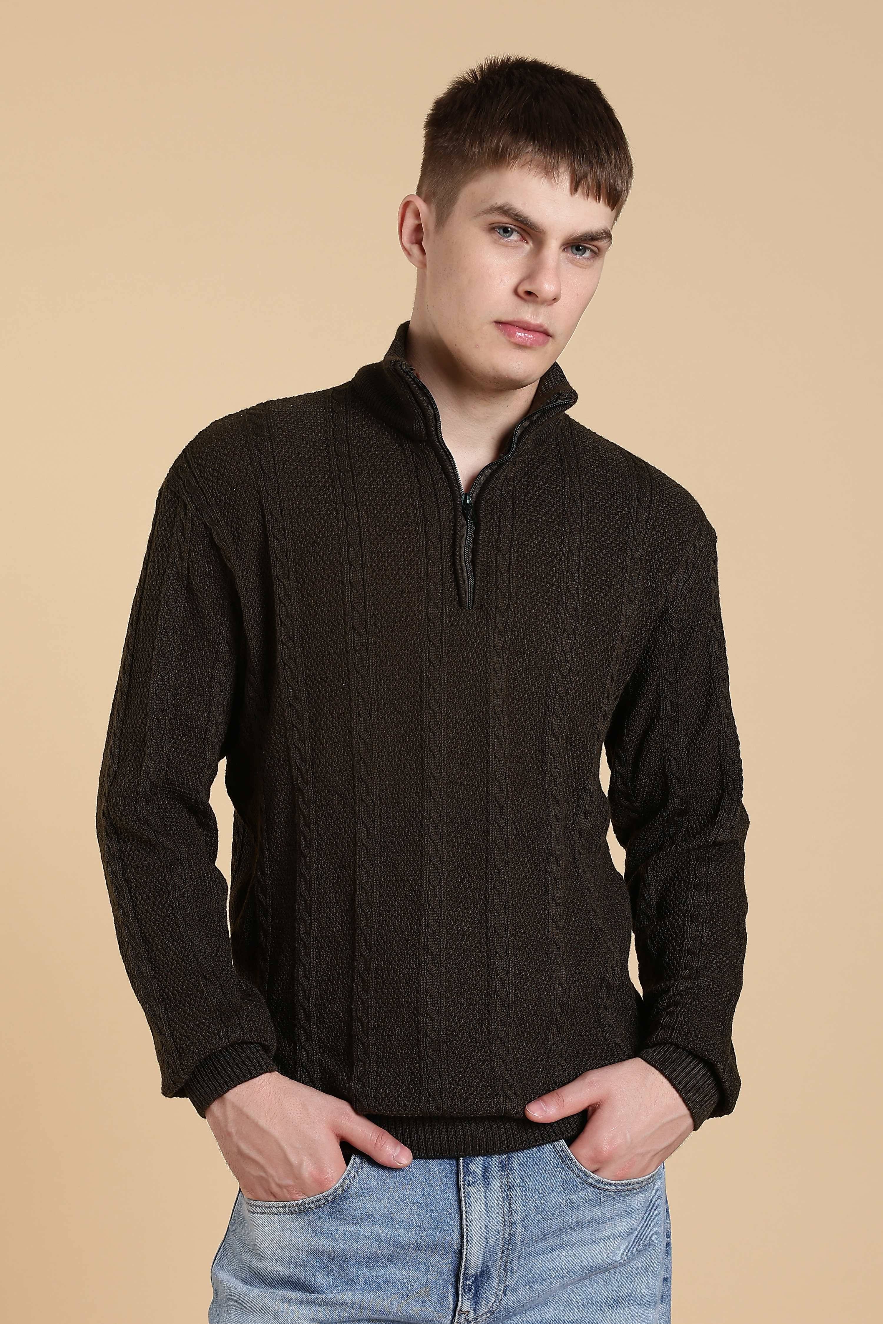 CAT BUNNY Woollen V-Neck Men's Full Sleeves Pullover Sweater - Coffee ( Pack of 1 )     			CAT BUNNY Woollen V-Neck Men's Full Sleeves Pullover Sweater - Coffee ( Pack of 1 )