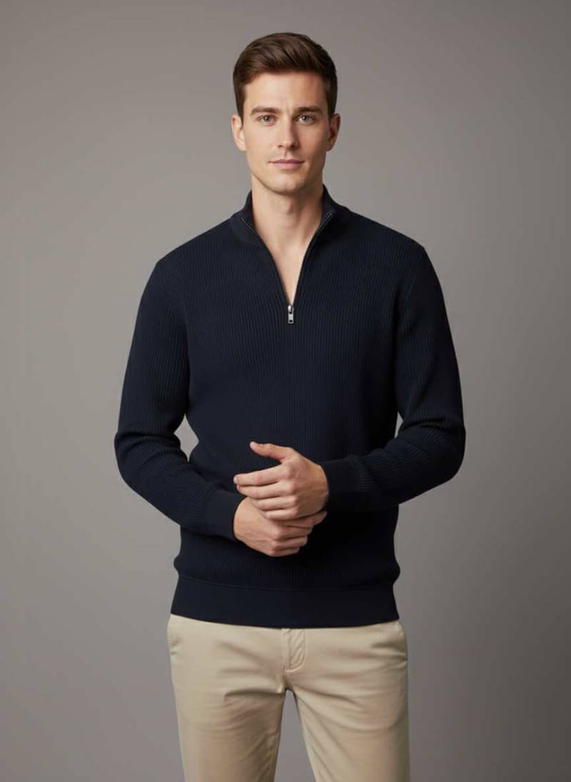 CAT BUNNY Woollen V-Neck Men's Full Sleeves Pullover Sweater - Navy ( Pack of 1 )     			CAT BUNNY Woollen V-Neck Men's Full Sleeves Pullover Sweater - Navy ( Pack of 1 )