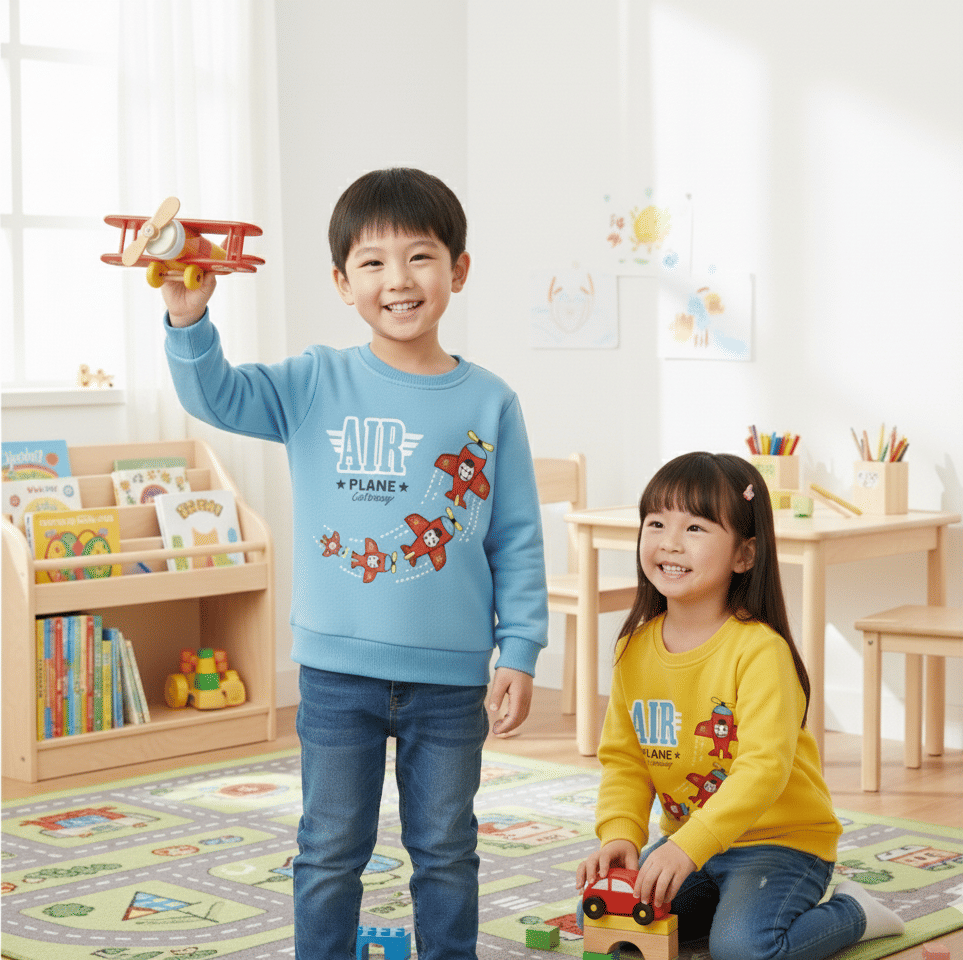     			COTTBRAY Pack of 2 Boys Fleece Sweatshirt ( Sky Blue,Yellow )
