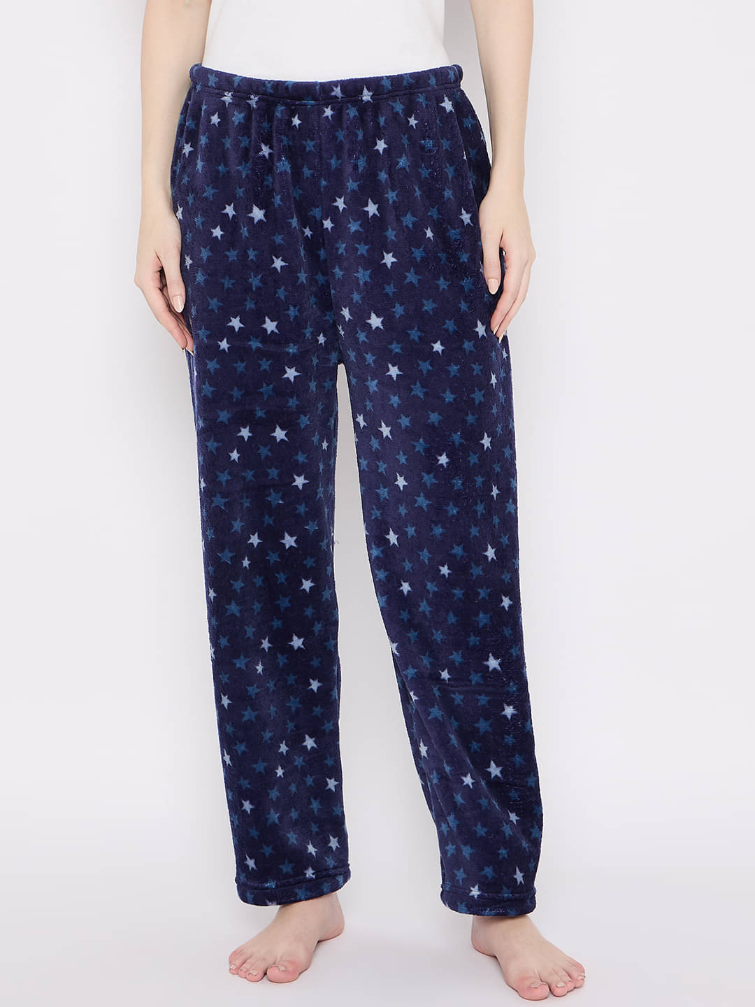     			Camey Fleece Printed Women Pyjama ( Navy )